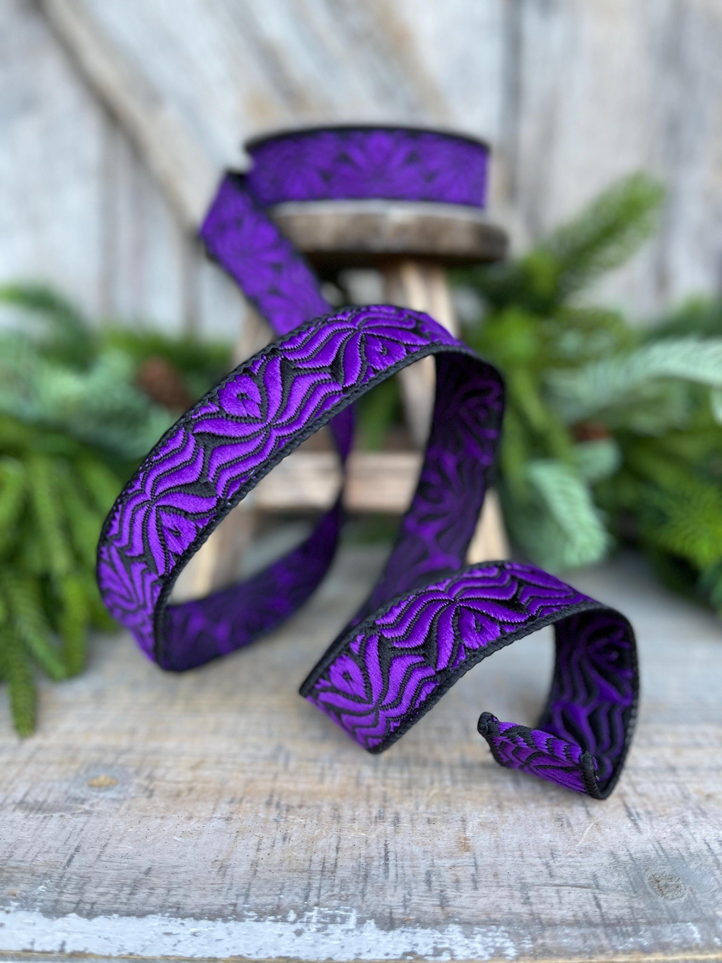 1" Purple Halloween Ribbon, Farrisilk Ribbon, Purple Ghoulish Ribbon, Wired Ribbon, Halloween Decor, HR033-86