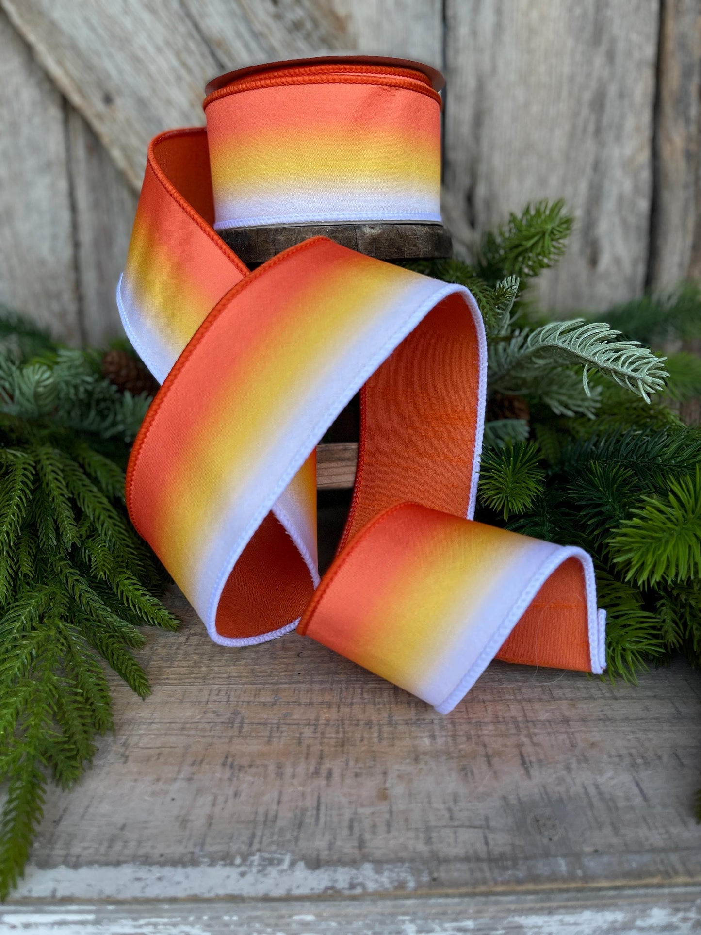 2.5" Candy Corn Melt Ribbon, Farrisilk, Halloween Ribbon, Candy Corn, Wired Ribbon, Halloween Wreath Ribbon, Candy Corn Ribbon, HR049-52