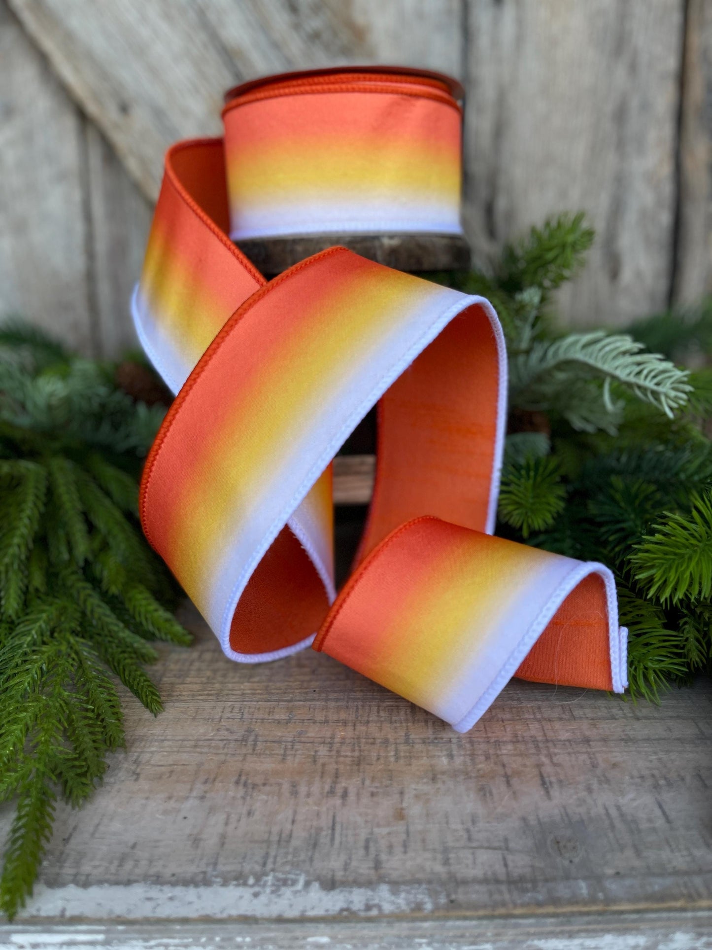 2.5" Candy Corn Melt Ribbon, Farrisilk, Halloween Ribbon, Candy Corn, Wired Ribbon, Halloween Wreath Ribbon, Candy Corn Ribbon, HR049-52