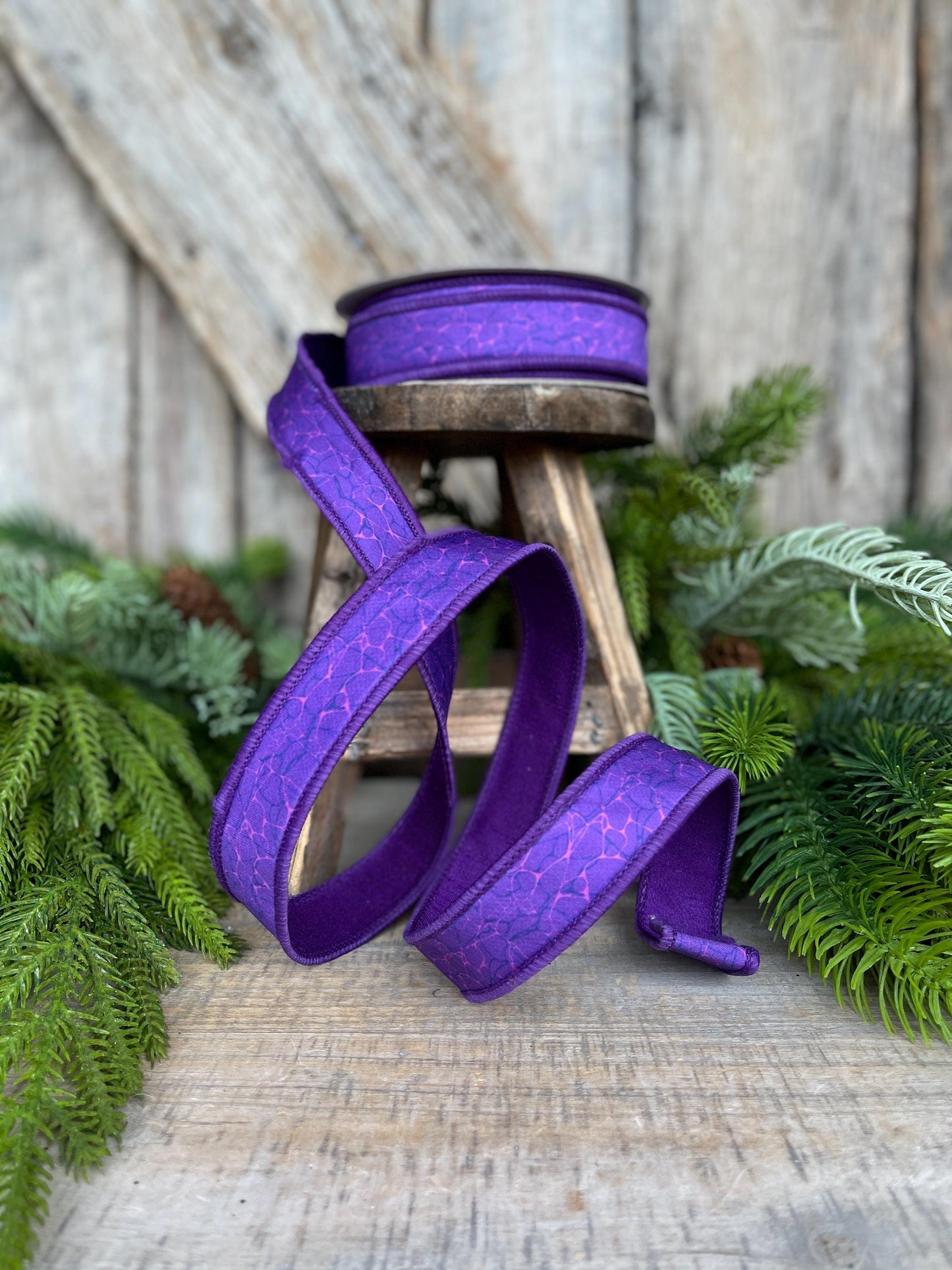 1" Purple Halloween Ribbon, Purple Labyrinth Ribbon, Farrisilk Ribbon, Halloween Ribbon, Wired Ribbon, HR045-27