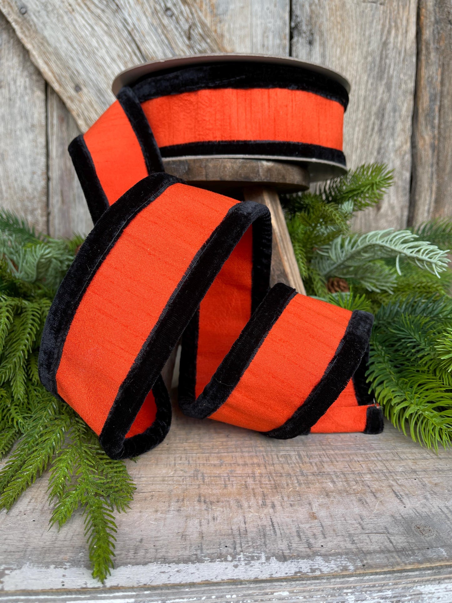 2.5" Halloween Ribbon, Farrisilk Ribbon, Halloween Puffs Ribbon, Orange Black Ribbon, Wired Ribbon, HR037-87