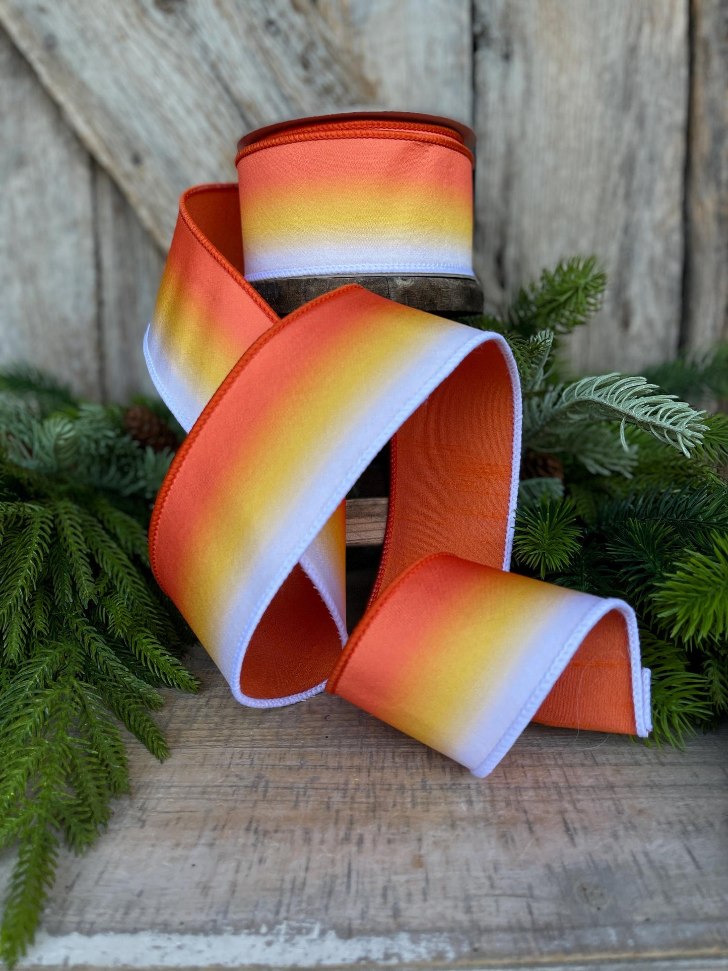 2.5" Candy Corn Melt Ribbon, Farrisilk, Halloween Ribbon, Candy Corn, Wired Ribbon, Halloween Wreath Ribbon, Candy Corn Ribbon, HR049-52