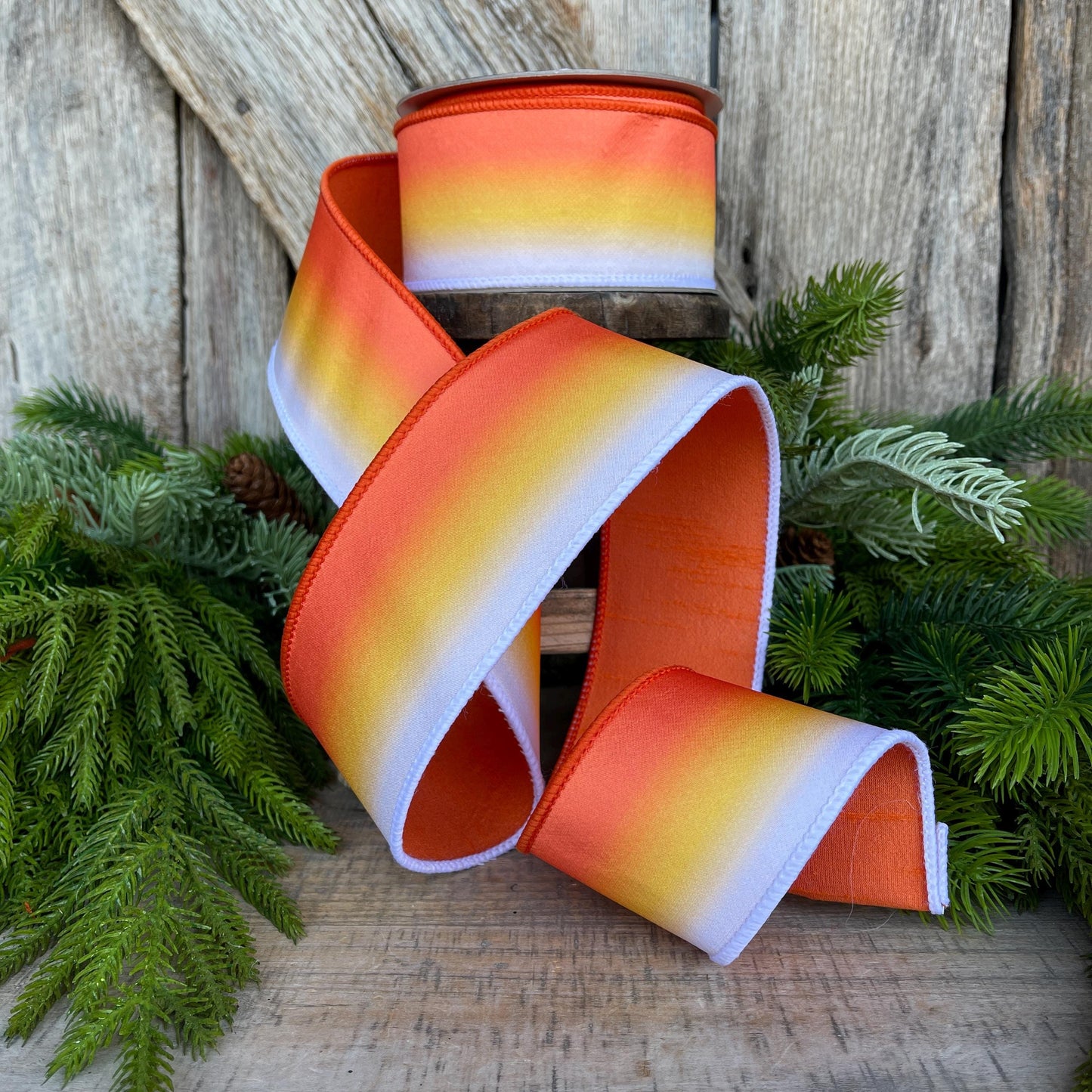 2.5" Candy Corn Melt Ribbon, Farrisilk, Halloween Ribbon, Candy Corn, Wired Ribbon, Halloween Wreath Ribbon, Candy Corn Ribbon, HR049-52