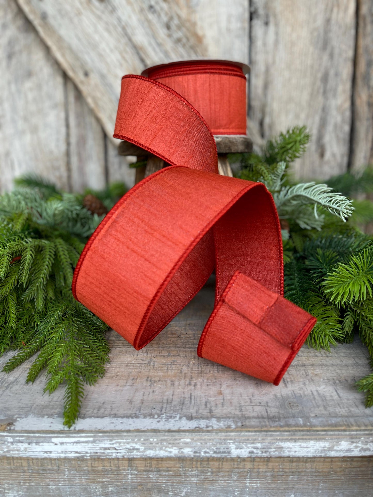 2.5” Copper Dupioni Ribbon, Fall ribbon, Christmas ribbon, Rust colored Ribbon, Wired Ribbon, Farrisilk ribbon, RK609-42