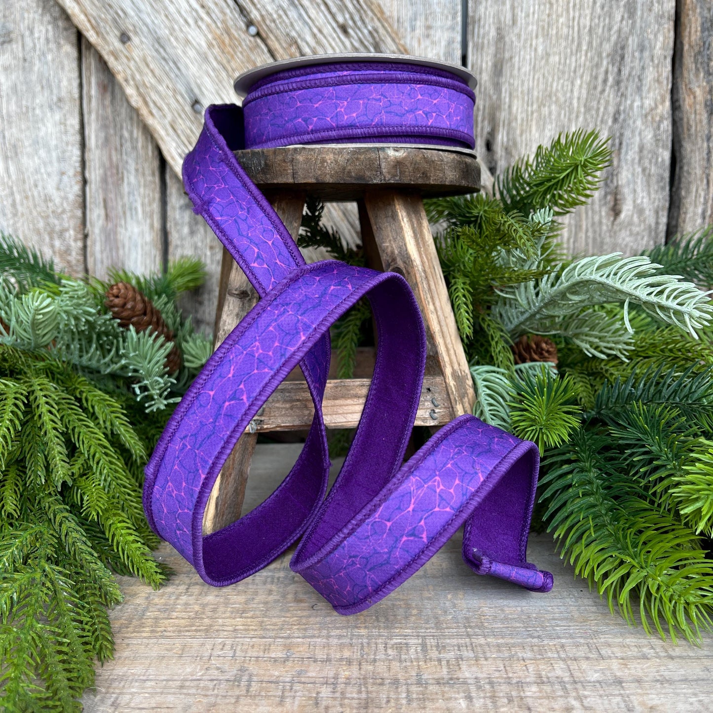 1" Purple Halloween Ribbon, Purple Labyrinth Ribbon, Farrisilk Ribbon, Halloween Ribbon, Wired Ribbon, HR045-27
