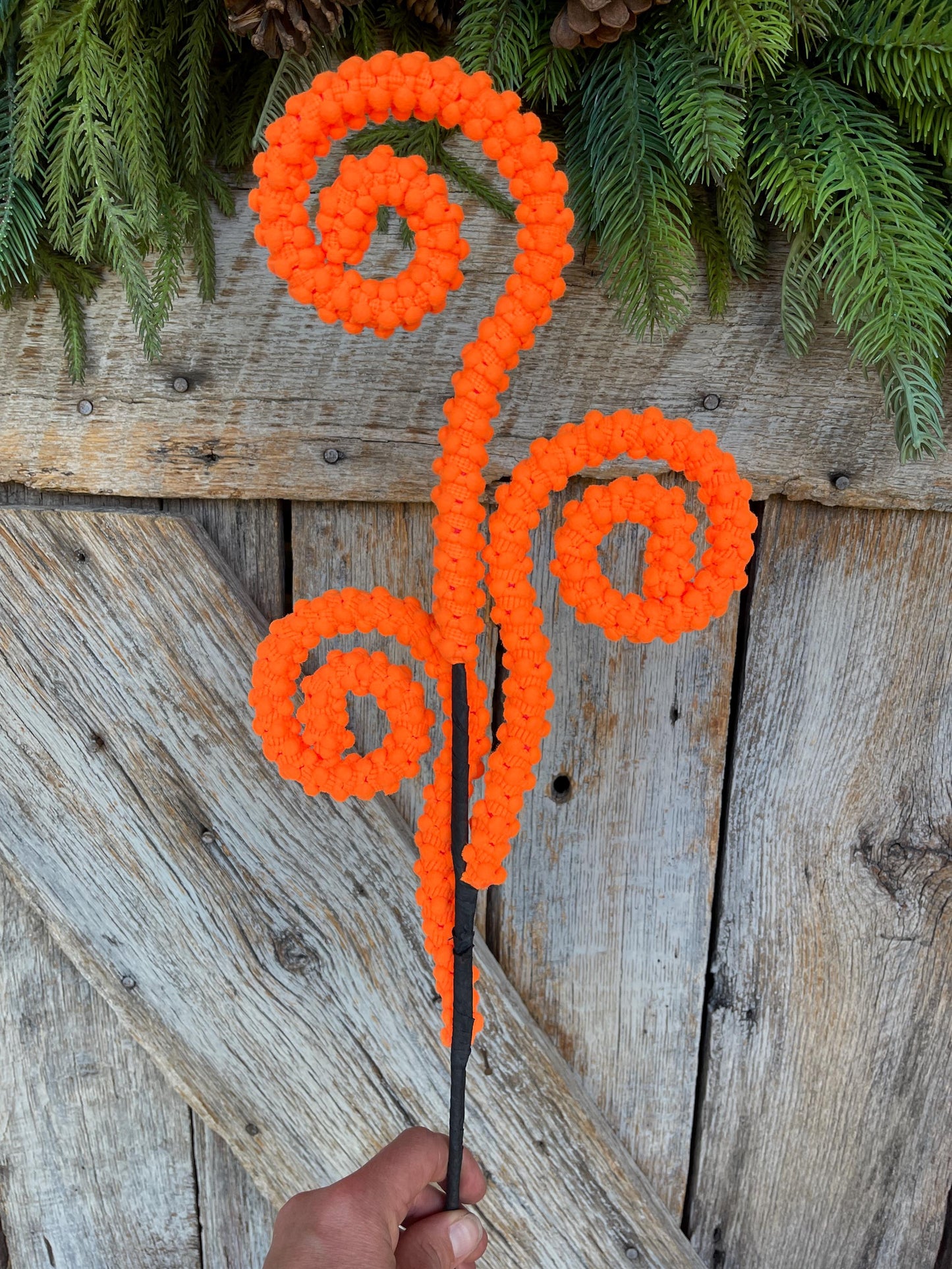 28" Orange Puff Curly Spray, Orange Halloween Spray, Wreath Supply, Orange Spray, Craft Supply, Orange Spray Pick, 57259OR