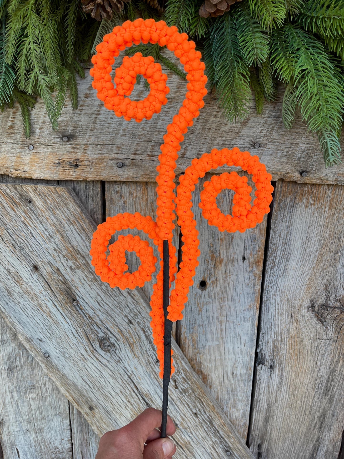 28" Orange Puff Curly Spray, Orange Halloween Spray, Wreath Supply
