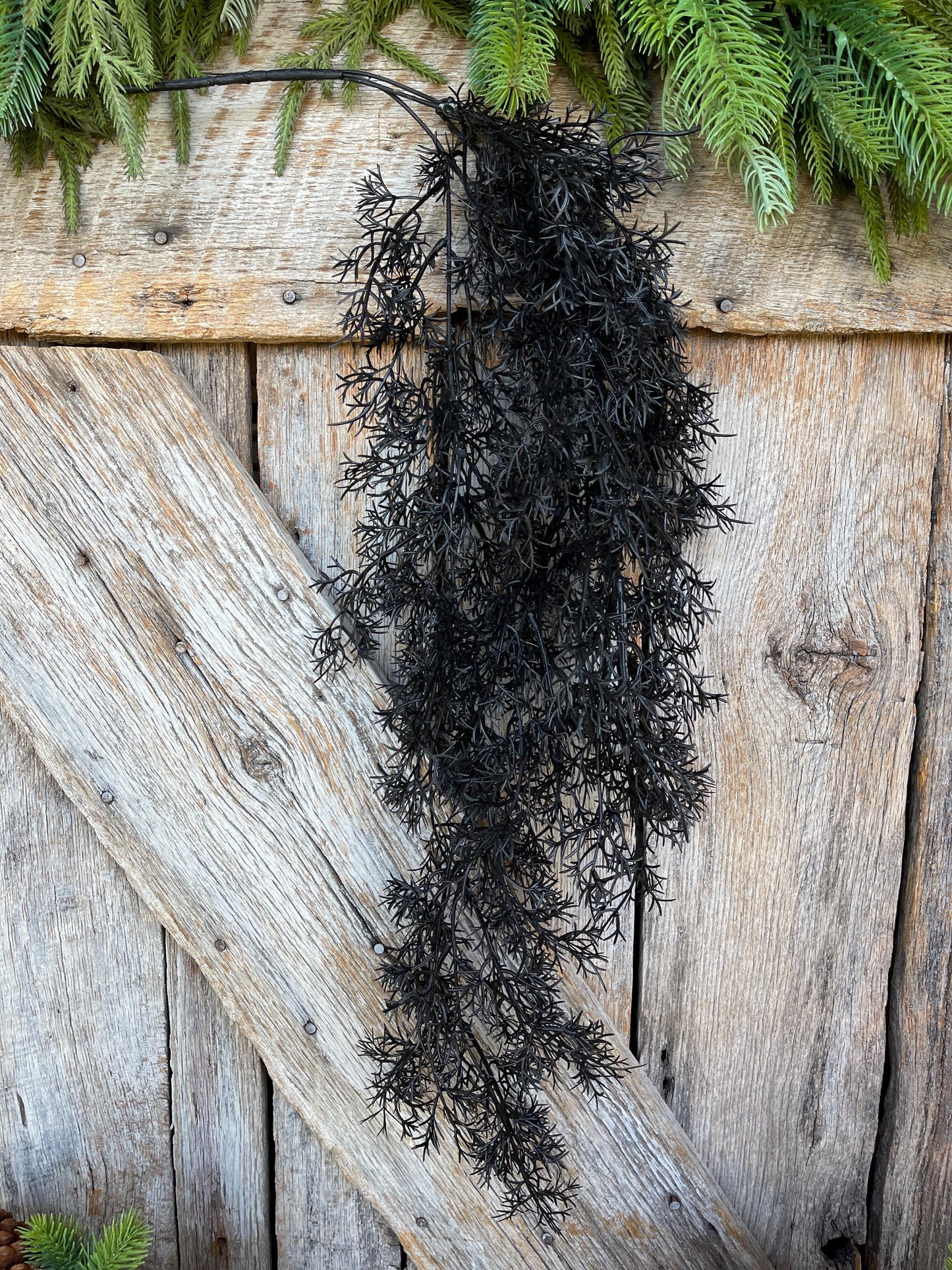 32" Black Hanging Cedar Bush, Halloween Greenery Bush, Hanging Halloween Bush, Black Greenery, Black Hanging Greenery, 57101BK