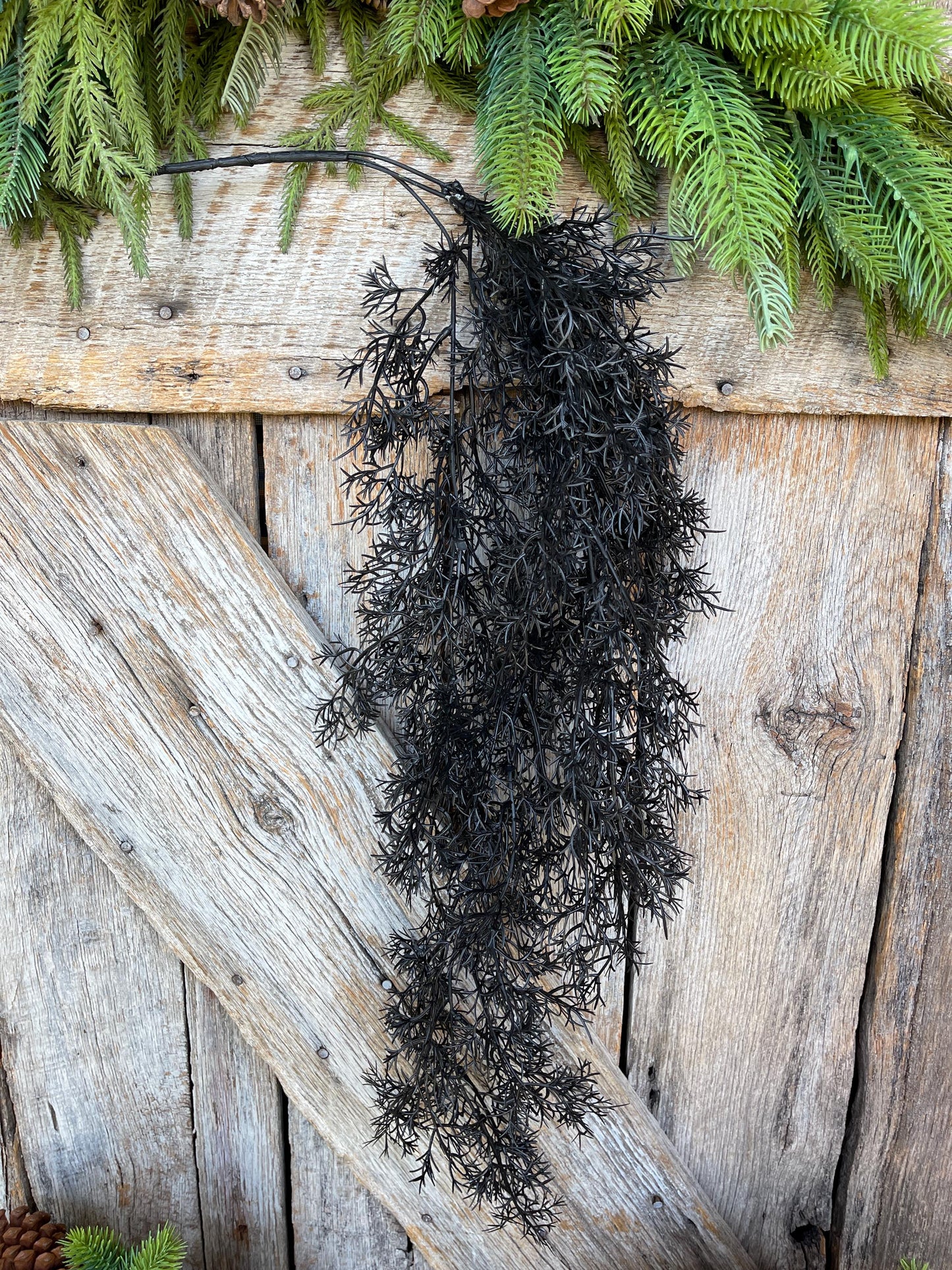 32" Black Hanging Cedar Bush, Halloween Greenery Bush, Hanging Halloween Bush, Black Greenery, Black Hanging Greenery, 57101BK