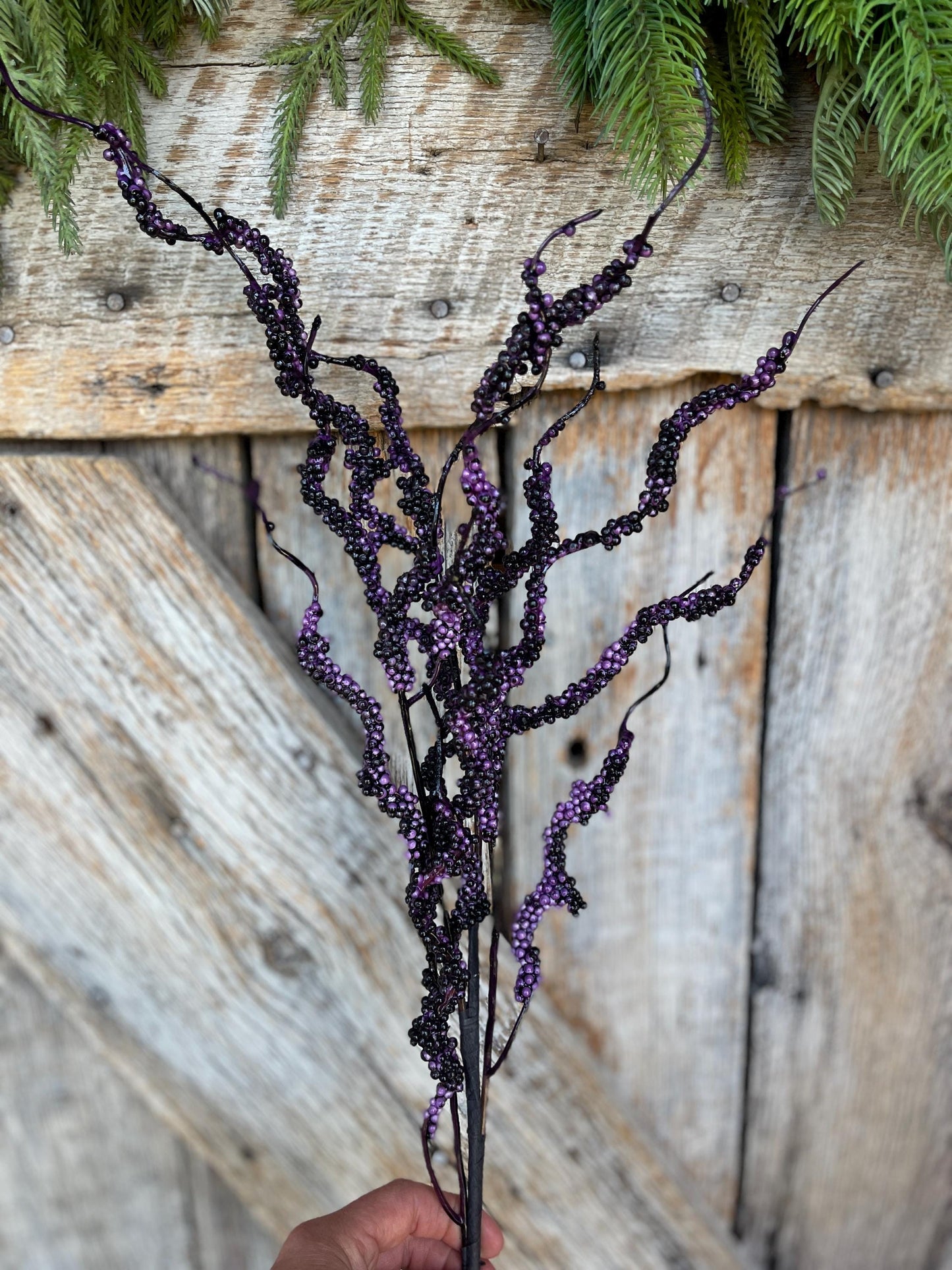32" Puprle Drippy Berry Spray, Halloween Spray, Halloween Picks and Stems, Halloween Vase Filler, Halloween Floral Supply,Purple Berry Spray