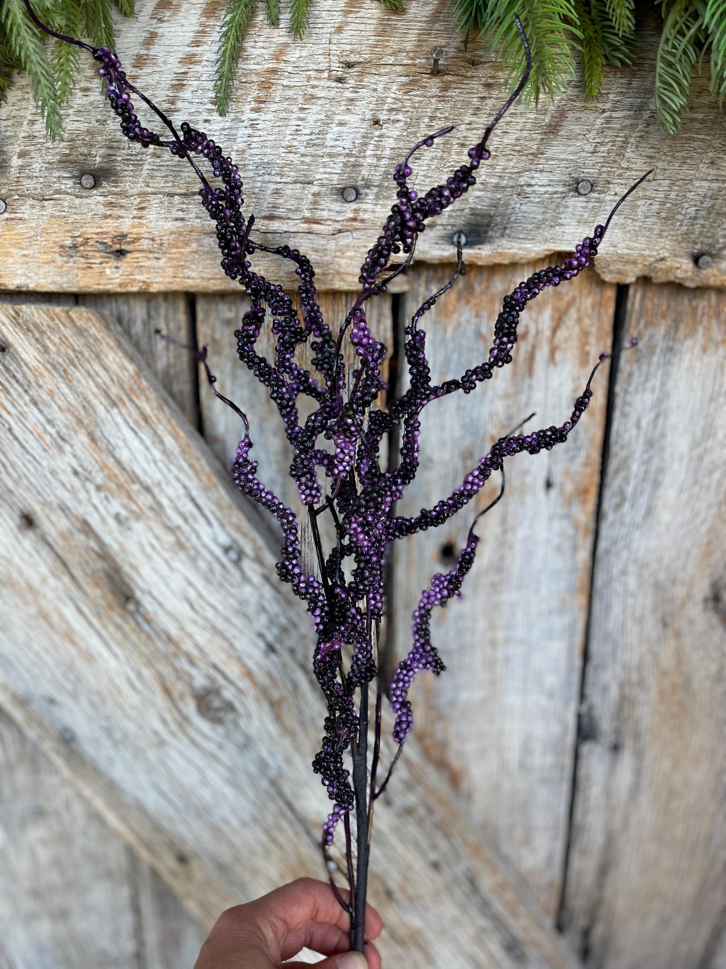 32" Puprle Drippy Berry Spray, Halloween Spray, Halloween Picks and Stems, Halloween Vase Filler, Halloween Floral Supply,Purple Berry Spray