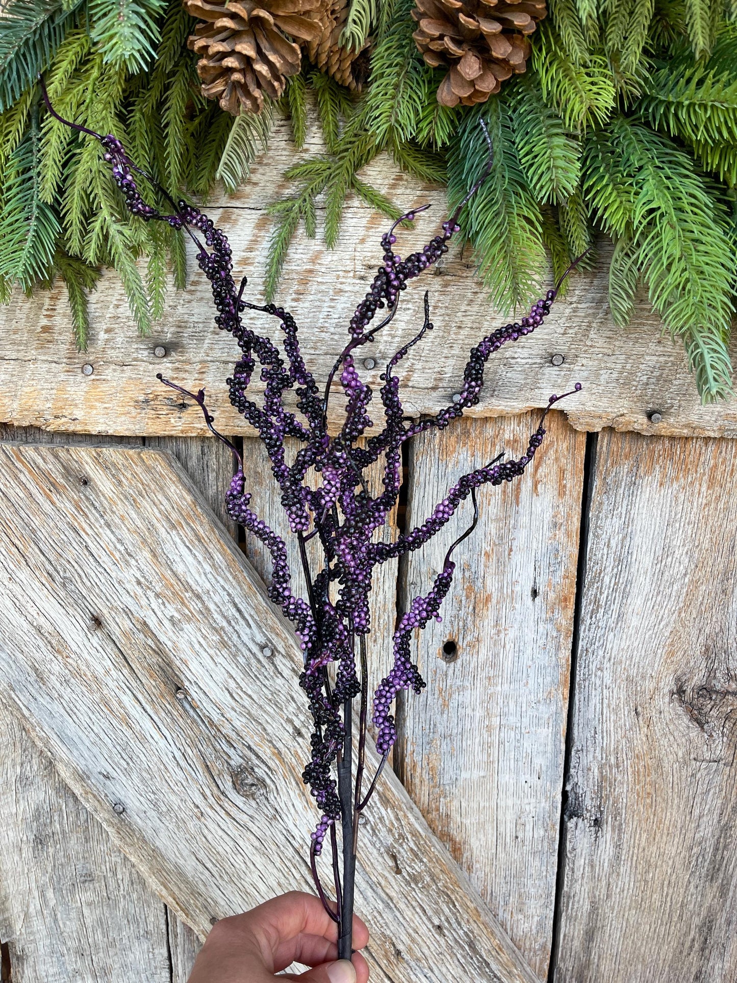 32" Puprle Drippy Berry Spray, Halloween Spray, Halloween Picks and Stems, Halloween Vase Filler, Halloween Floral Supply,Purple Berry Spray