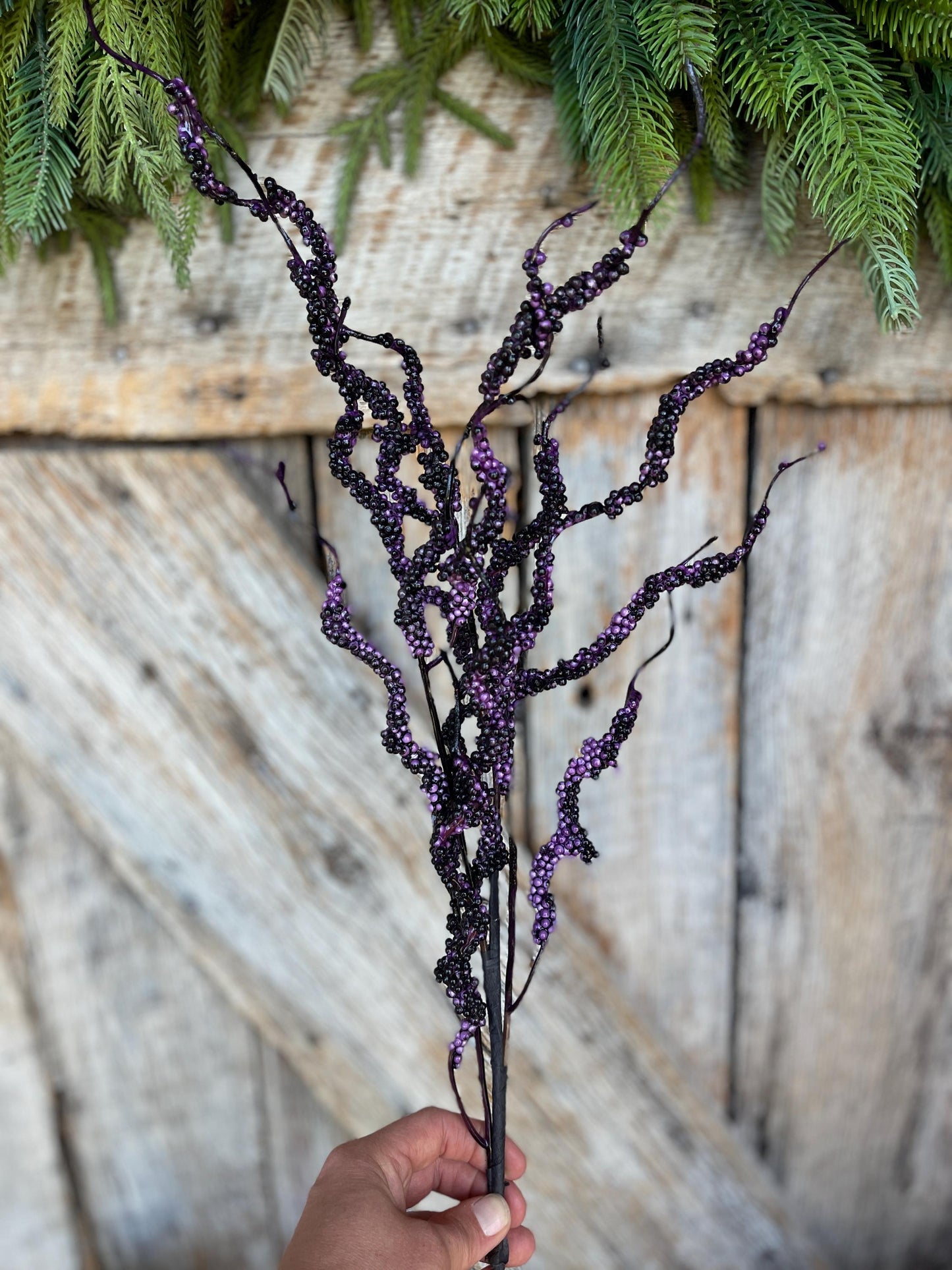 32" Puprle Drippy Berry Spray, Halloween Spray, Halloween Picks and Stems, Halloween Vase Filler, Halloween Floral Supply,Purple Berry Spray