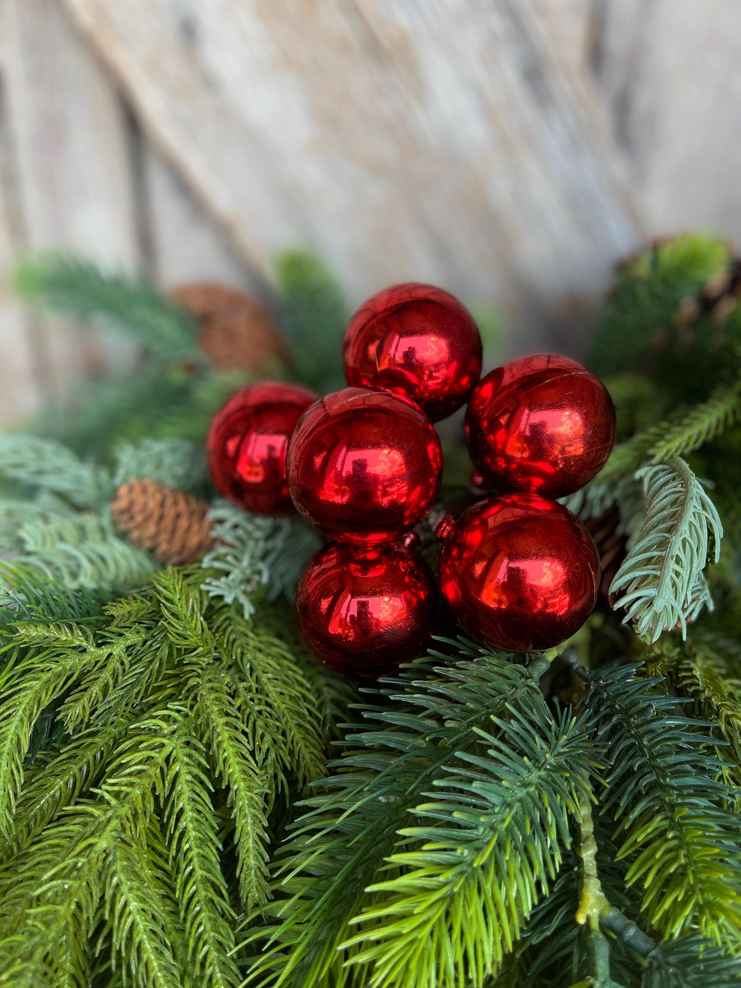 8" Red Ornament Ball Pick, Red Ball Pick, Ornament Pick, Wreath Supply, Ball Pick, Christmas Ornament Pick, Christmas Ornaments