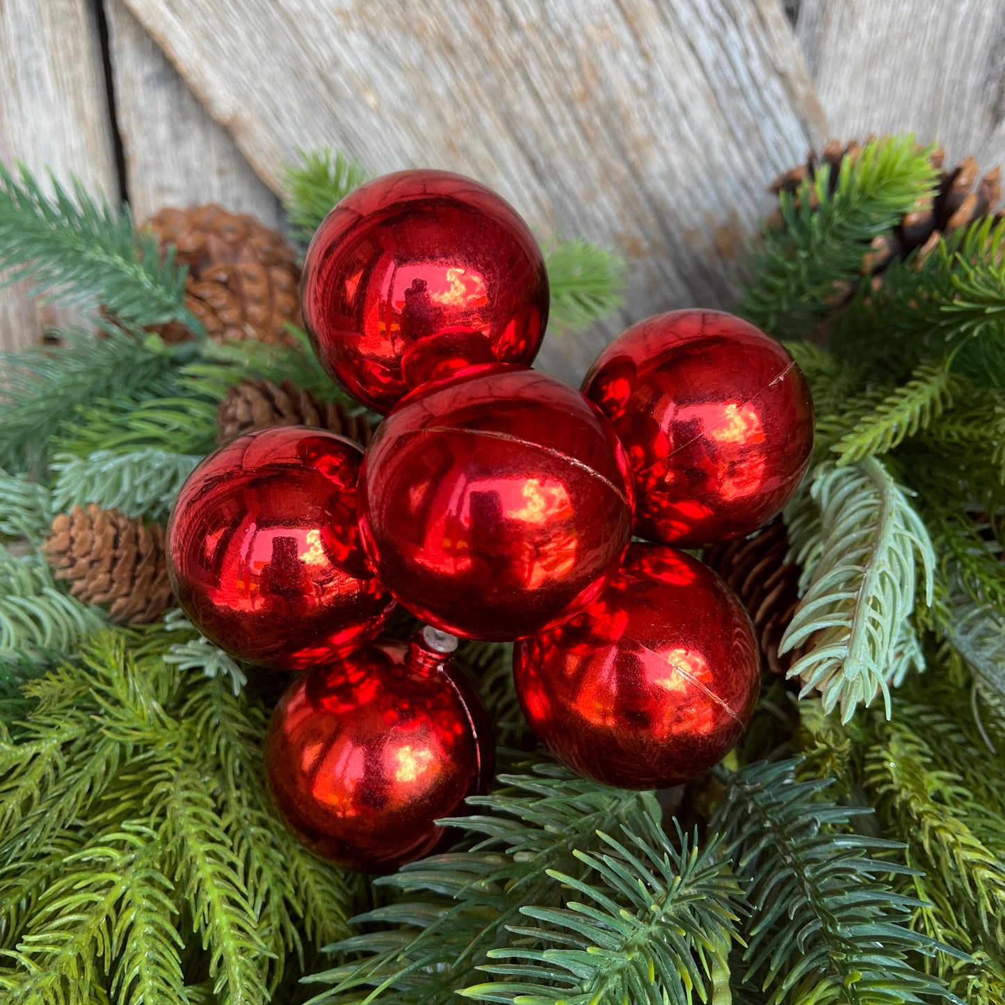 8" Red Ornament Ball Pick, Red Ball Pick, Ornament Pick, Wreath Supply, Ball Pick, Christmas Ornament Pick, Christmas Ornaments