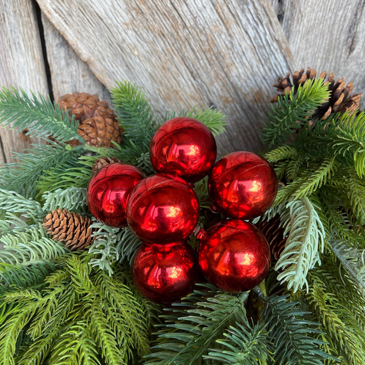 8" Red Ornament Ball Pick, Red Ball Pick, Ornament Pick, Wreath Supply, Ball Pick, Christmas Ornament Pick, Christmas Ornaments