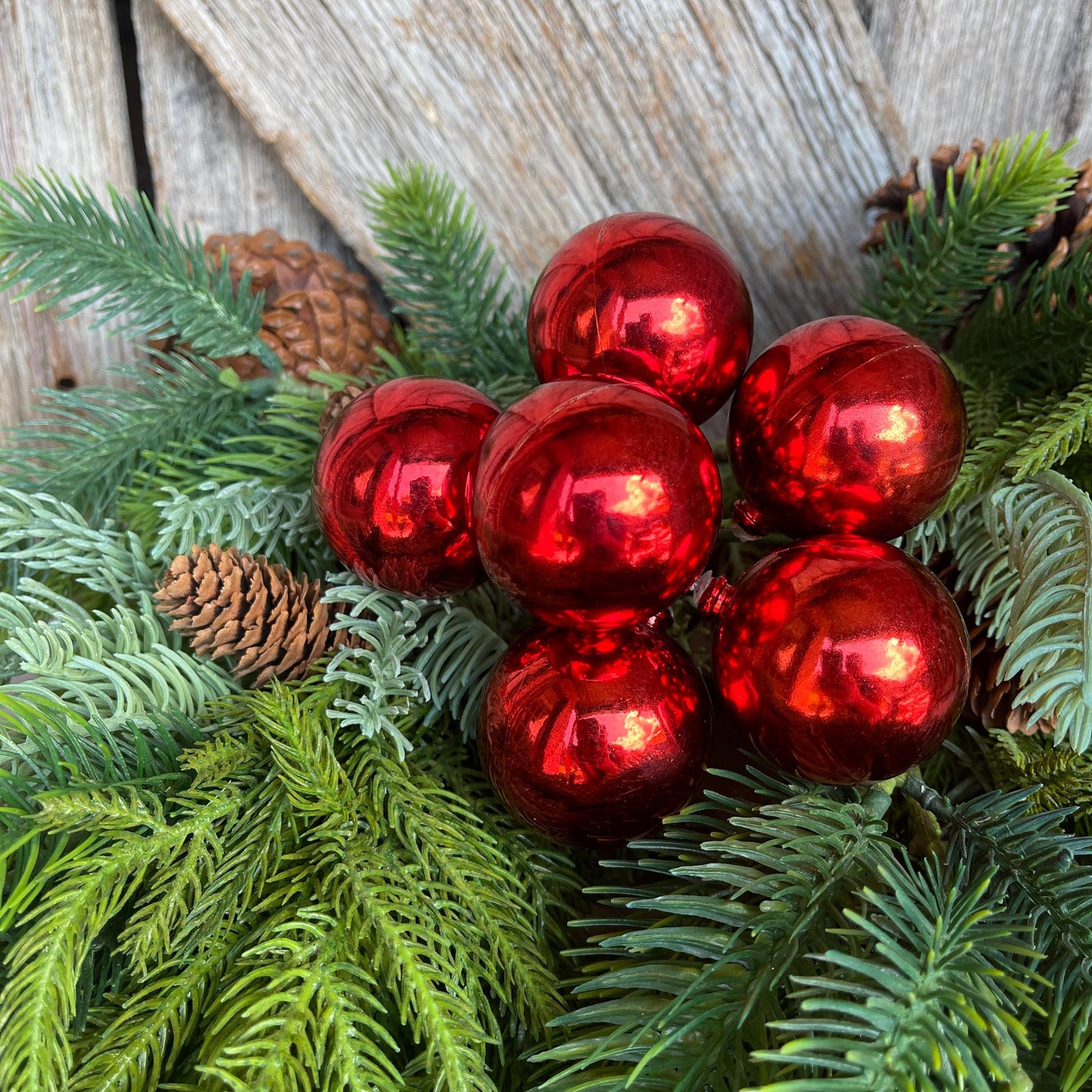 8" Red Ornament Ball Pick, Red Ball Pick, Ornament Pick, Wreath Supply, Ball Pick, Christmas Ornament Pick, Christmas Ornaments
