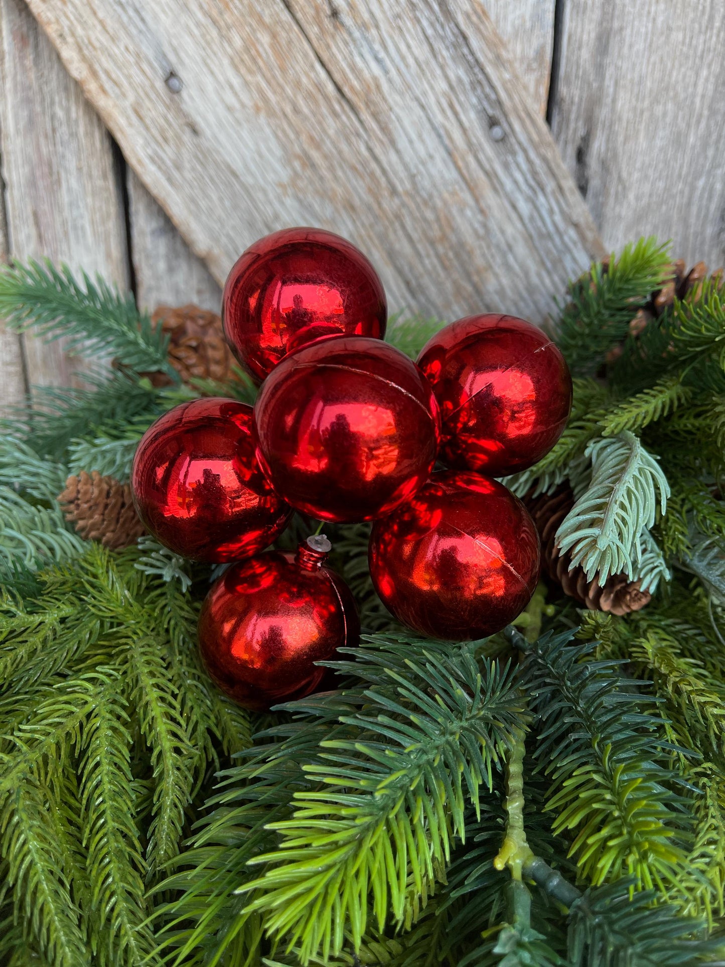 8" Red Ornament Ball Pick, Red Ball Pick, Ornament Pick, Wreath Supply, Ball Pick, Christmas Ornament Pick, Christmas Ornaments
