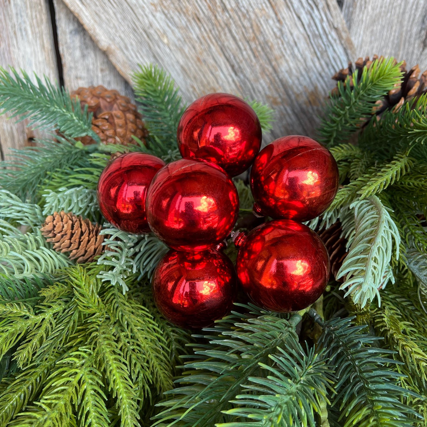8" Red Ornament Ball Pick, Red Ball Pick, Ornament Pick, Wreath Supply, Ball Pick, Christmas Ornament Pick, Christmas Ornaments