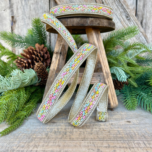 3/4" Sprinkles Ribbon, Farrisilk Ribbon, Beaded RIbbon