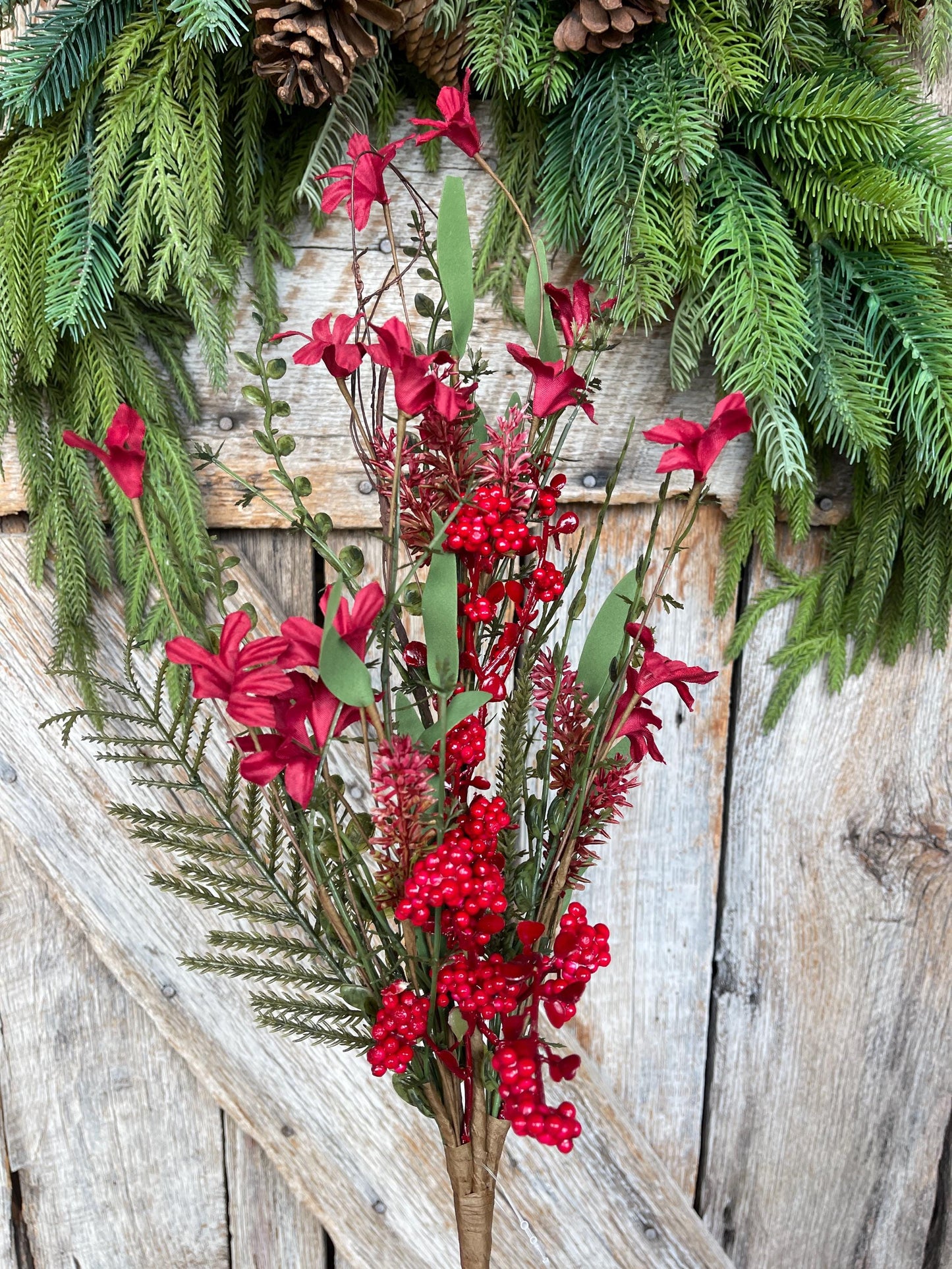 24" Red Christmas Bush, Christmas 60919, Red Berry Filler Bush, Filler Bush, Berry Filler Bush, 63526-RD