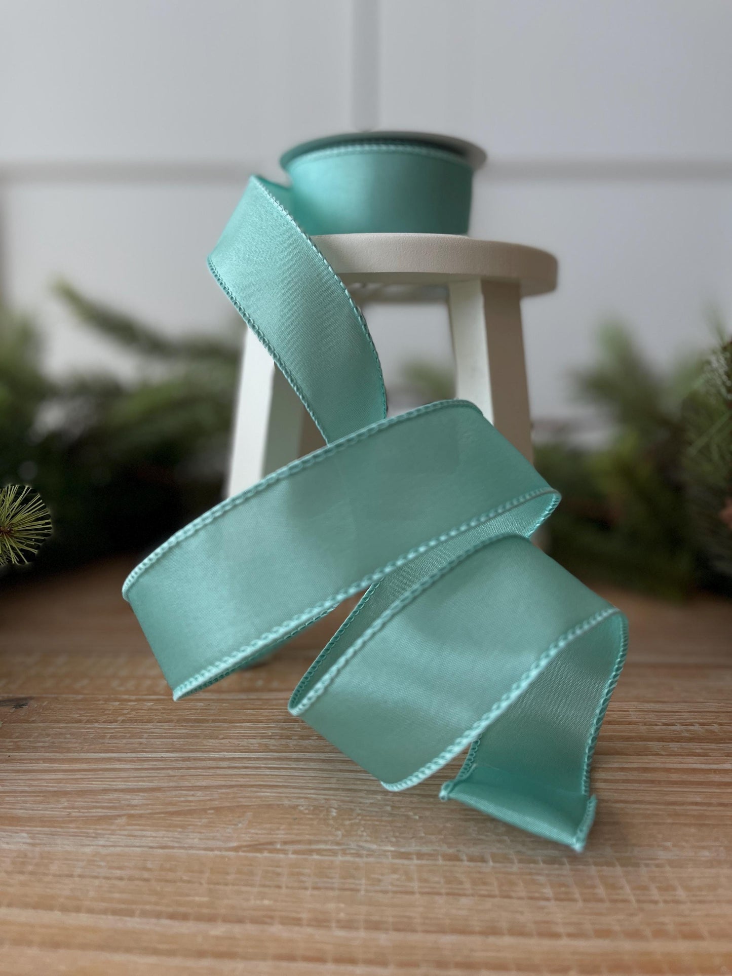 1.5" Aqua Wired Ribbon, Aqua Ribbon, Wired Ribbon, Spring Ribbon, Summer Ribbon, Pastel Ribbon, Seasonal Decor Ribbon