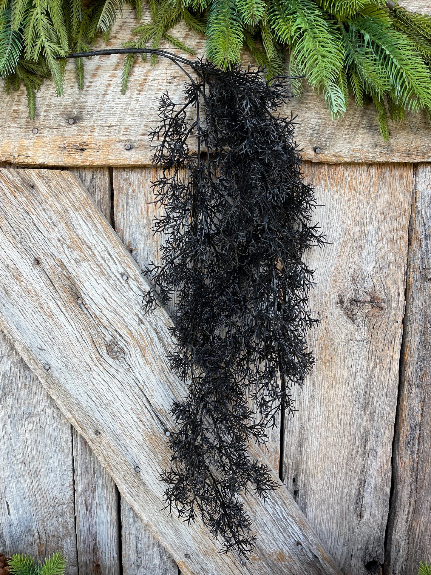 32" Black Hanging Cedar Bush, Halloween Greenery Bush, Hanging Halloween Bush, Black Greenery, Black Hanging Greenery, 57101BK