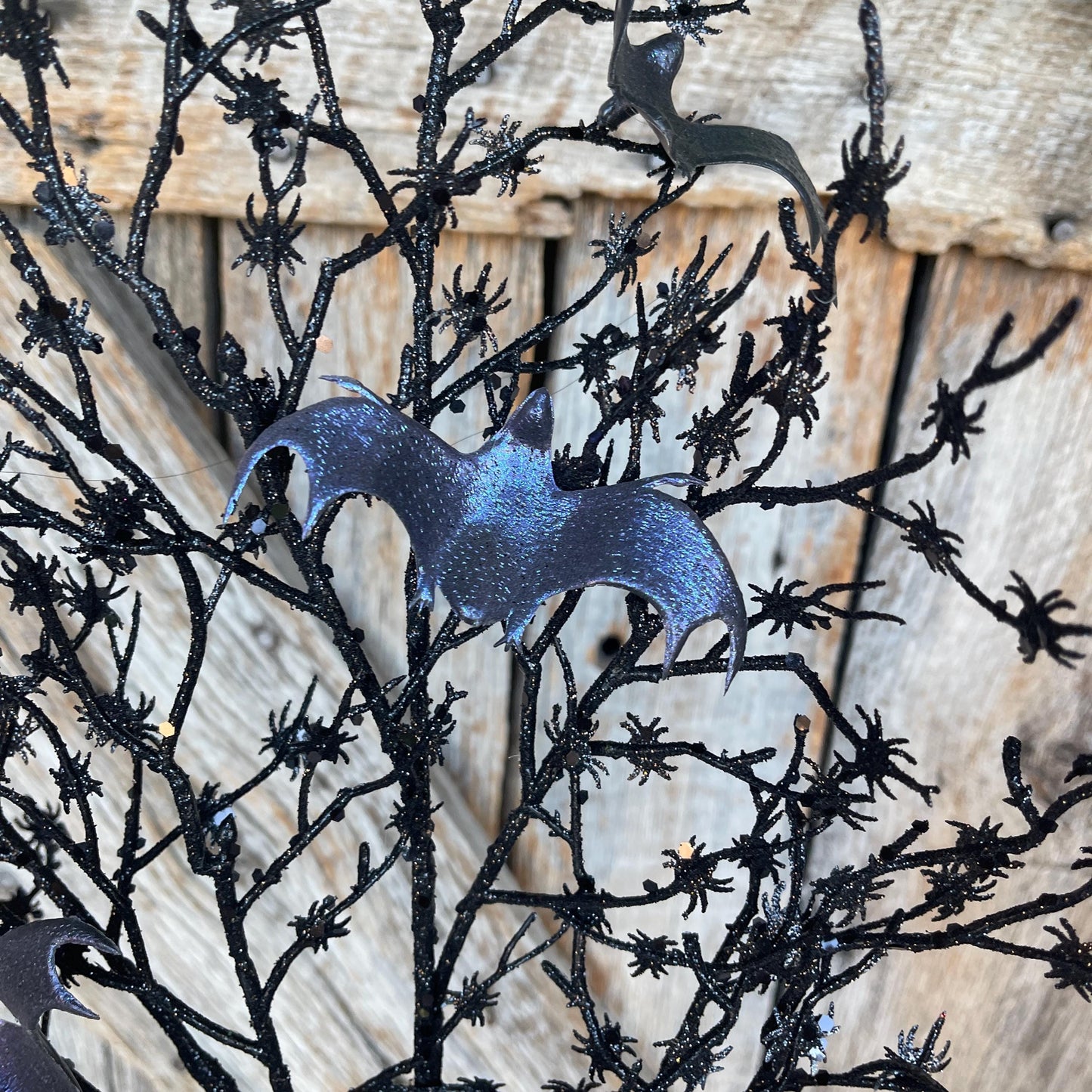 30" Black Bat Twig Floral spray, Halloween Floral Spray, Black Twig Spray