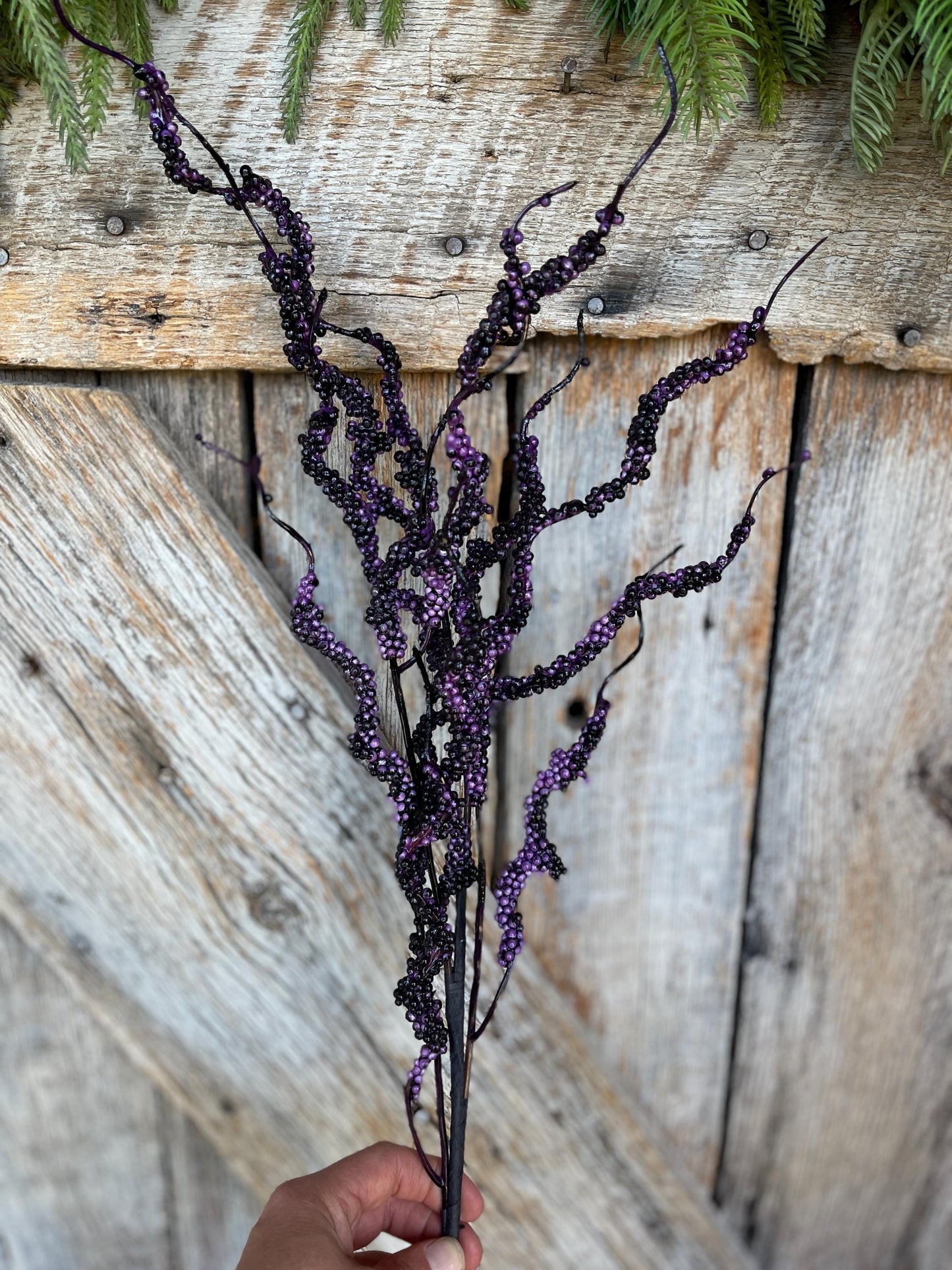 32" Puprle Drippy Berry Spray, Halloween Spray, Halloween Picks and Stems, Halloween Vase Filler, Halloween Floral Supply,Purple Berry Spray