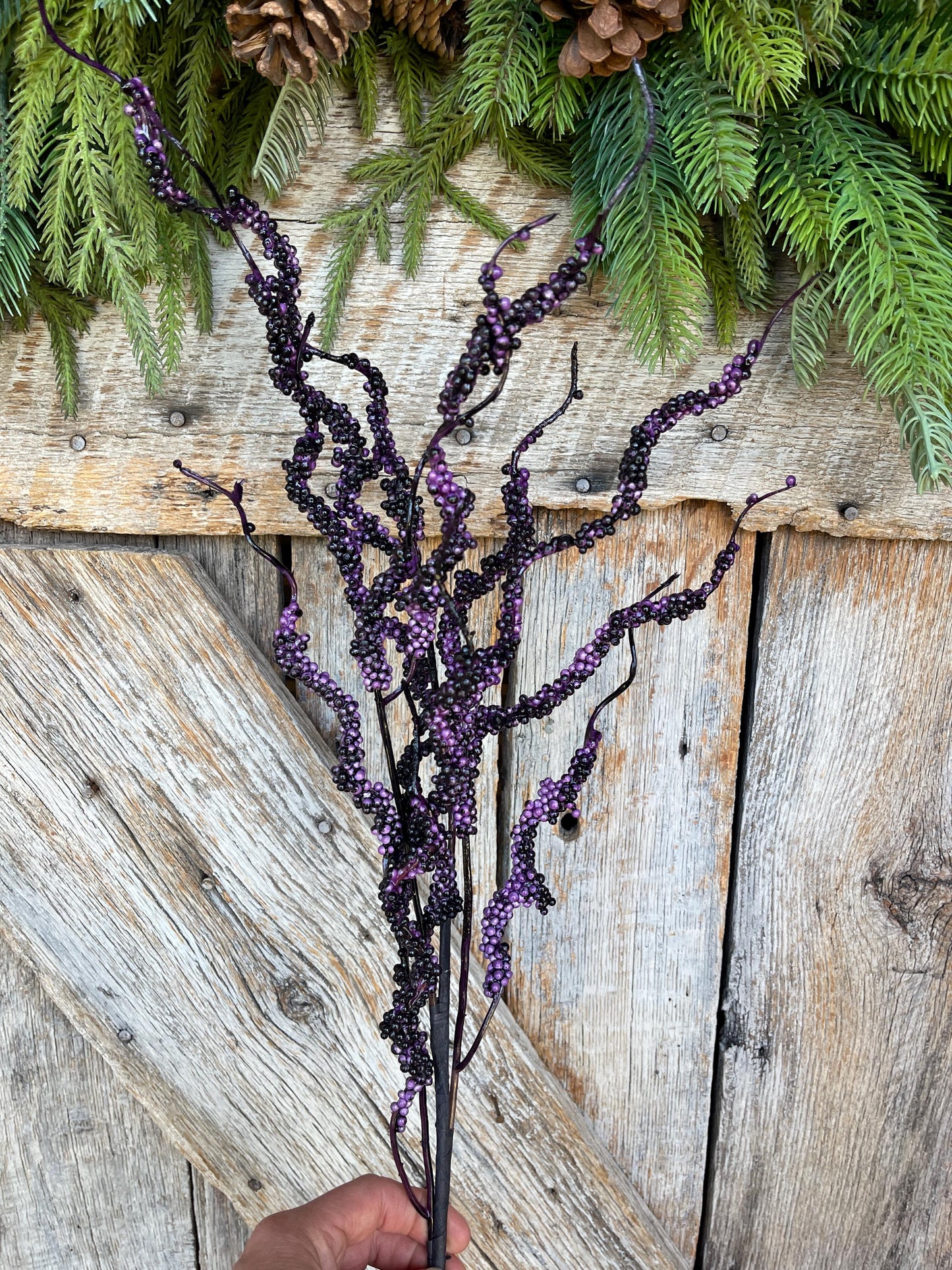 32" Puprle Drippy Berry Spray, Halloween Spray, Halloween Picks and Stems, Halloween Vase Filler, Halloween Floral Supply,Purple Berry Spray