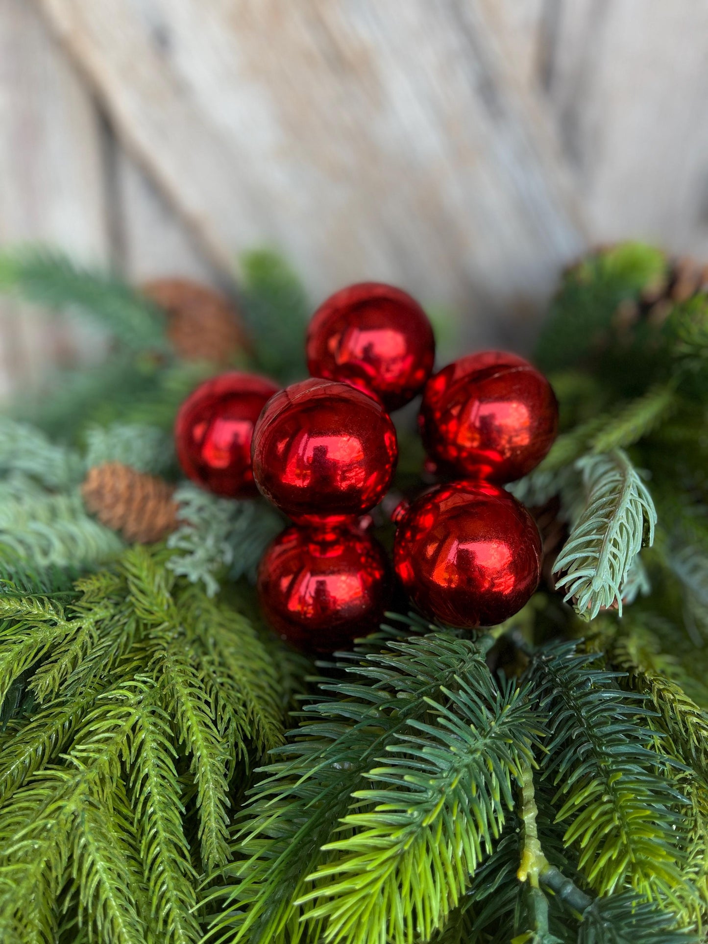 8" Red Ornament Ball Pick, Red Ball Pick, Ornament Pick, Wreath Supply, Ball Pick, Christmas Ornament Pick, Christmas Ornaments