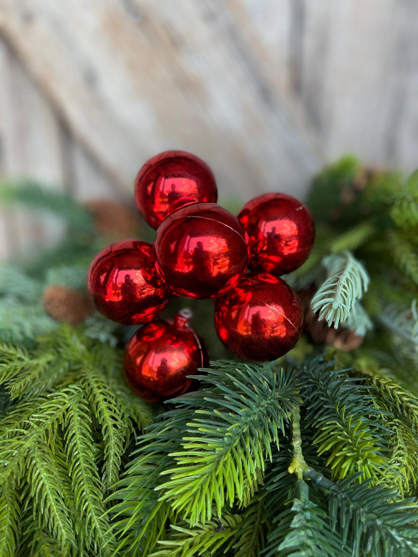8" Red Ornament Ball Pick, Red Ball Pick, Ornament Pick, Wreath Supply, Ball Pick, Christmas Ornament Pick, Christmas Ornaments