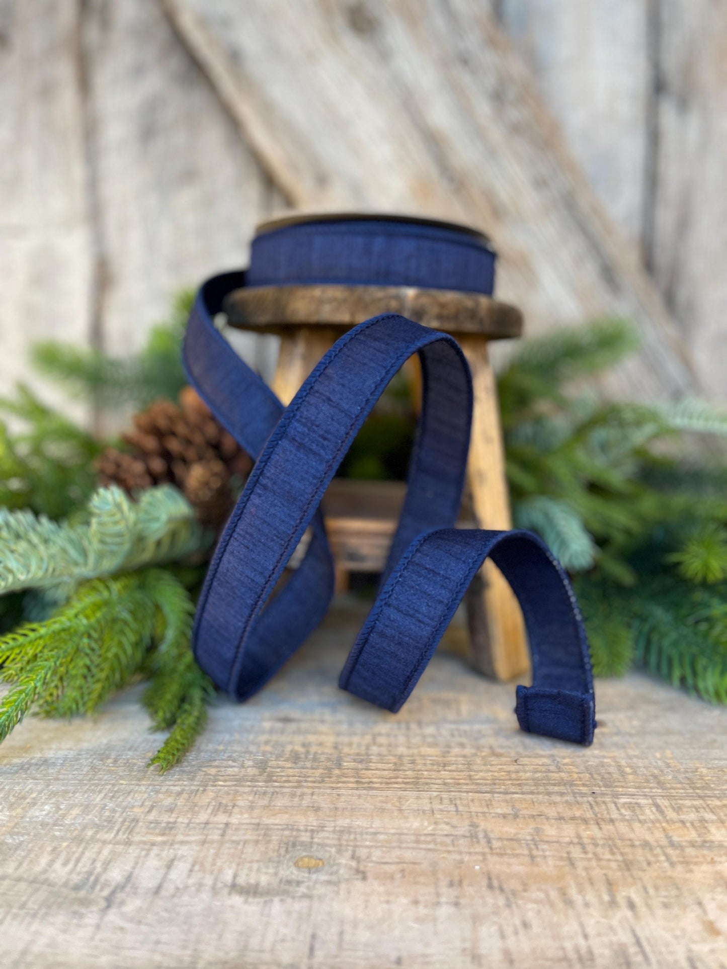 1" Navy Blue Dupion Ribbon, Farrisilk Ribbon, Ribbon