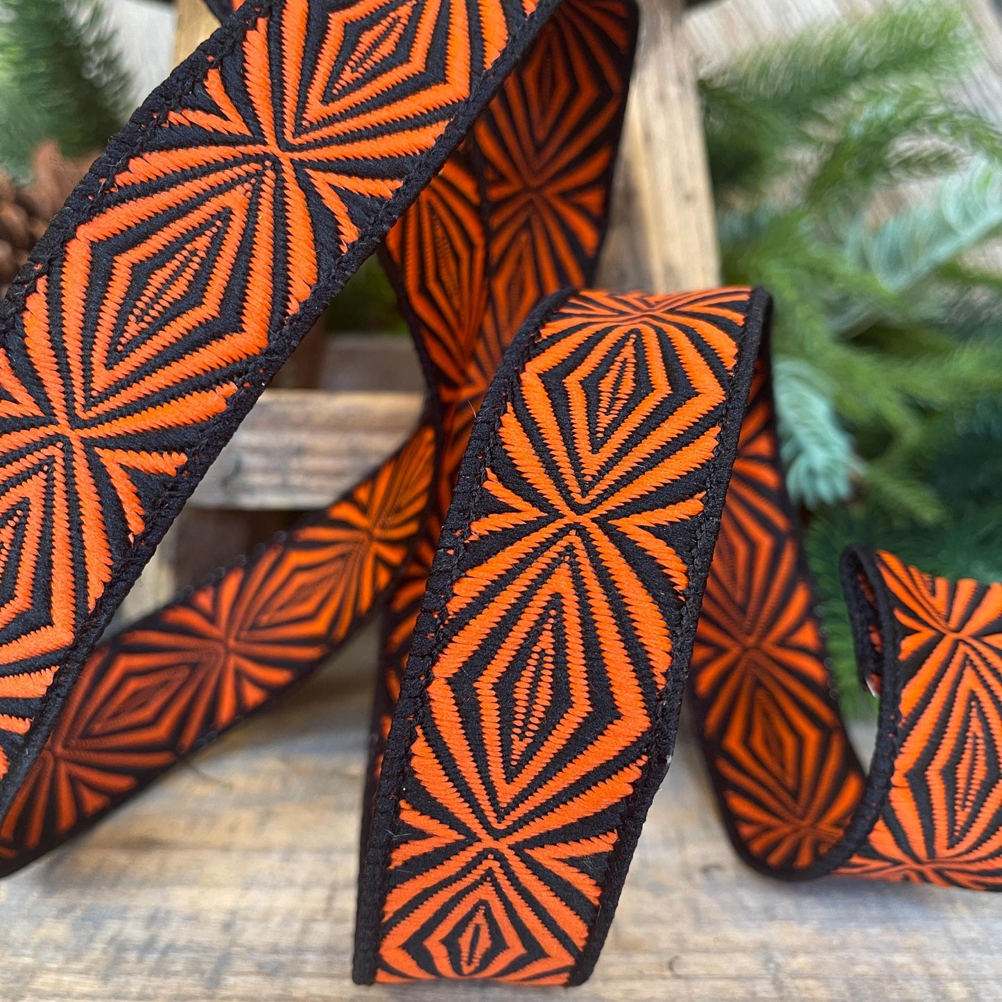 1" Halloween Ribbon, Orange Spider Ribbon, Farrisilk Ribbon, Orange Black Ribbon, Designer Ribbon, HR034-87, Wired Ribbon