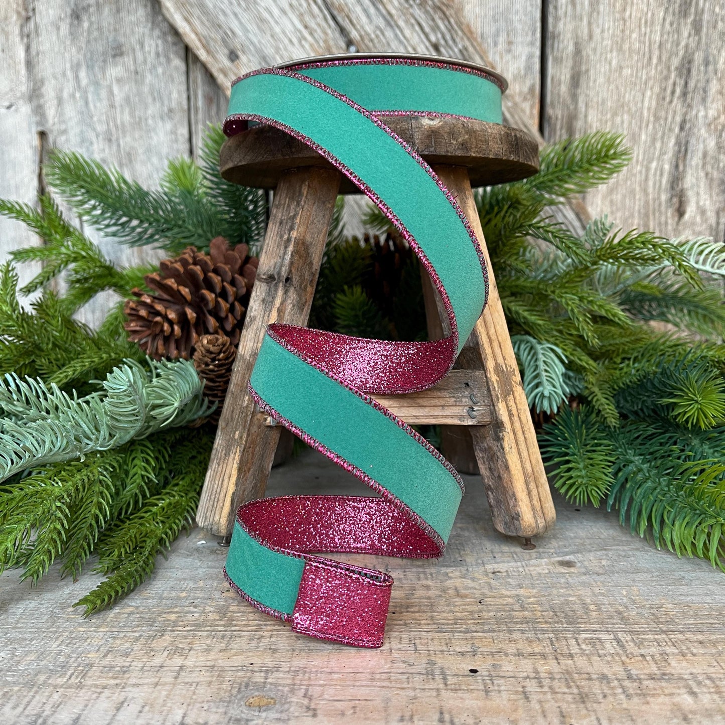 1" Teal & Hot Pink Fusion Ribbon, Farrisilk Ribbon, Teal
