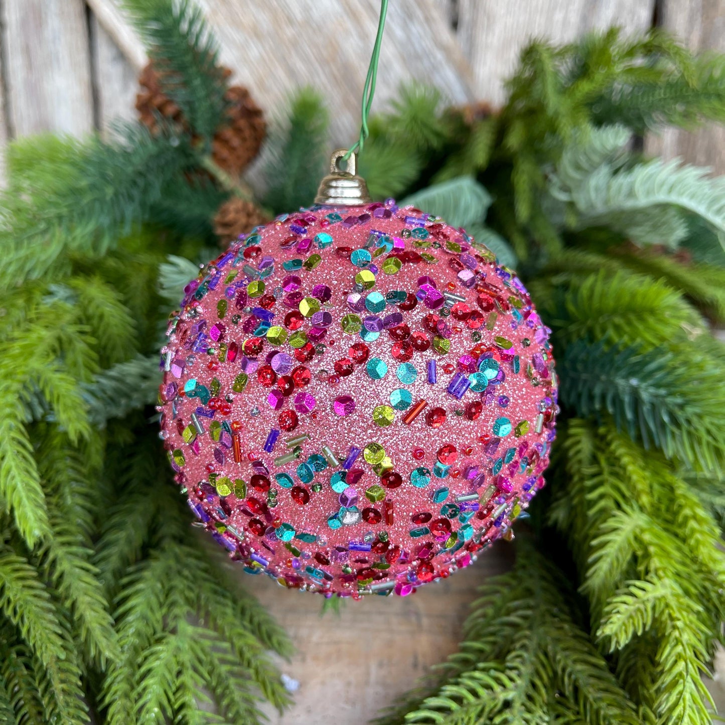 4" Pink Ornament, Pink Speckle Ornament, Farrisilk Ornament