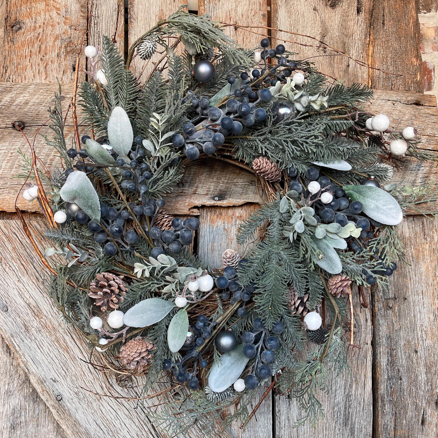 24" Christmas Blueberry Wreath, Christmas Wreath, Blueberry Winter Wreath, Christmas Natural Wreath, Christmas Wreath, Artificial
