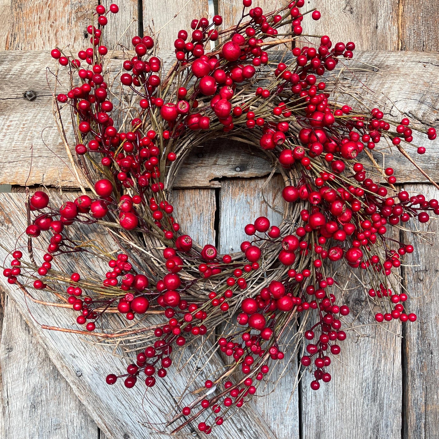 26" Christmas Red Berry Wreath, Cranberry Wreath, Red Wreath, Christmas Front Door, Woodsey Christmas Wreath, Artificial Wreath