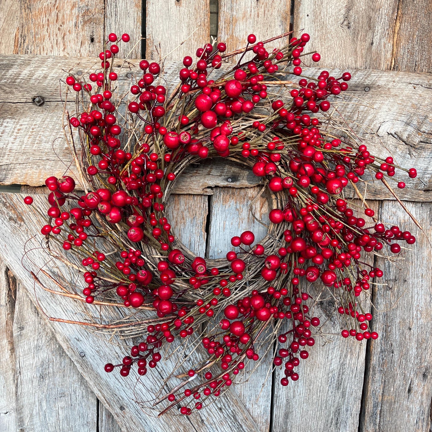 26" Christmas Red Berry Wreath, Cranberry Wreath, Red Wreath, Christmas Front Door, Woodsey Christmas Wreath, Artificial Wreath