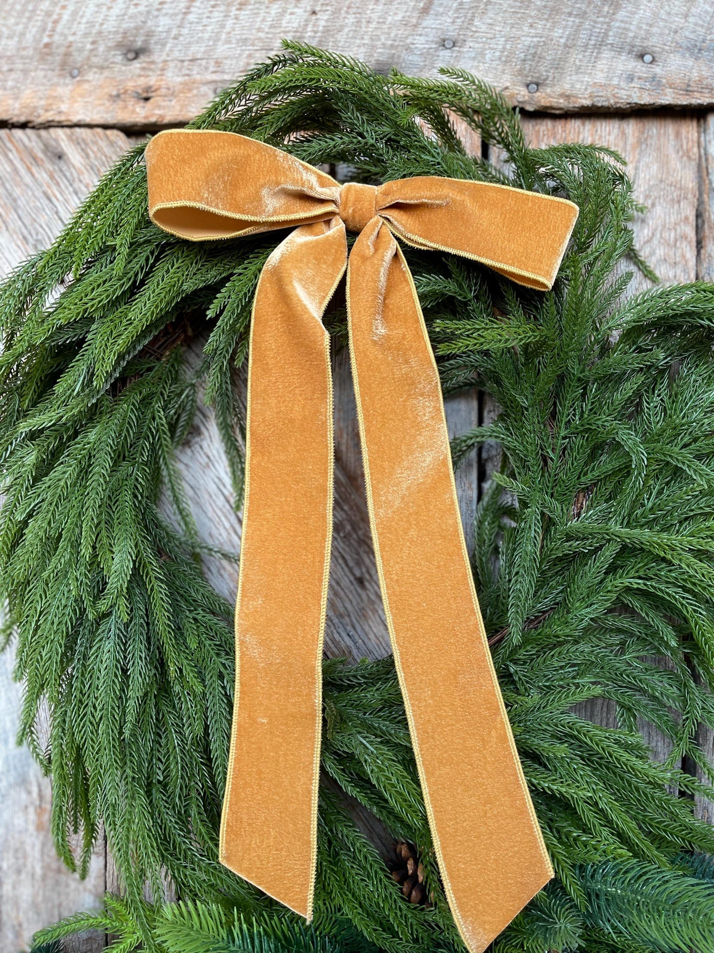 18" Gold Velvet Bow, Wreath Bow, Christmas Bow, Ruby Velvet Bow, Simple Bow, Unwired Bow, Bow for Christmas Tree, (bow only)