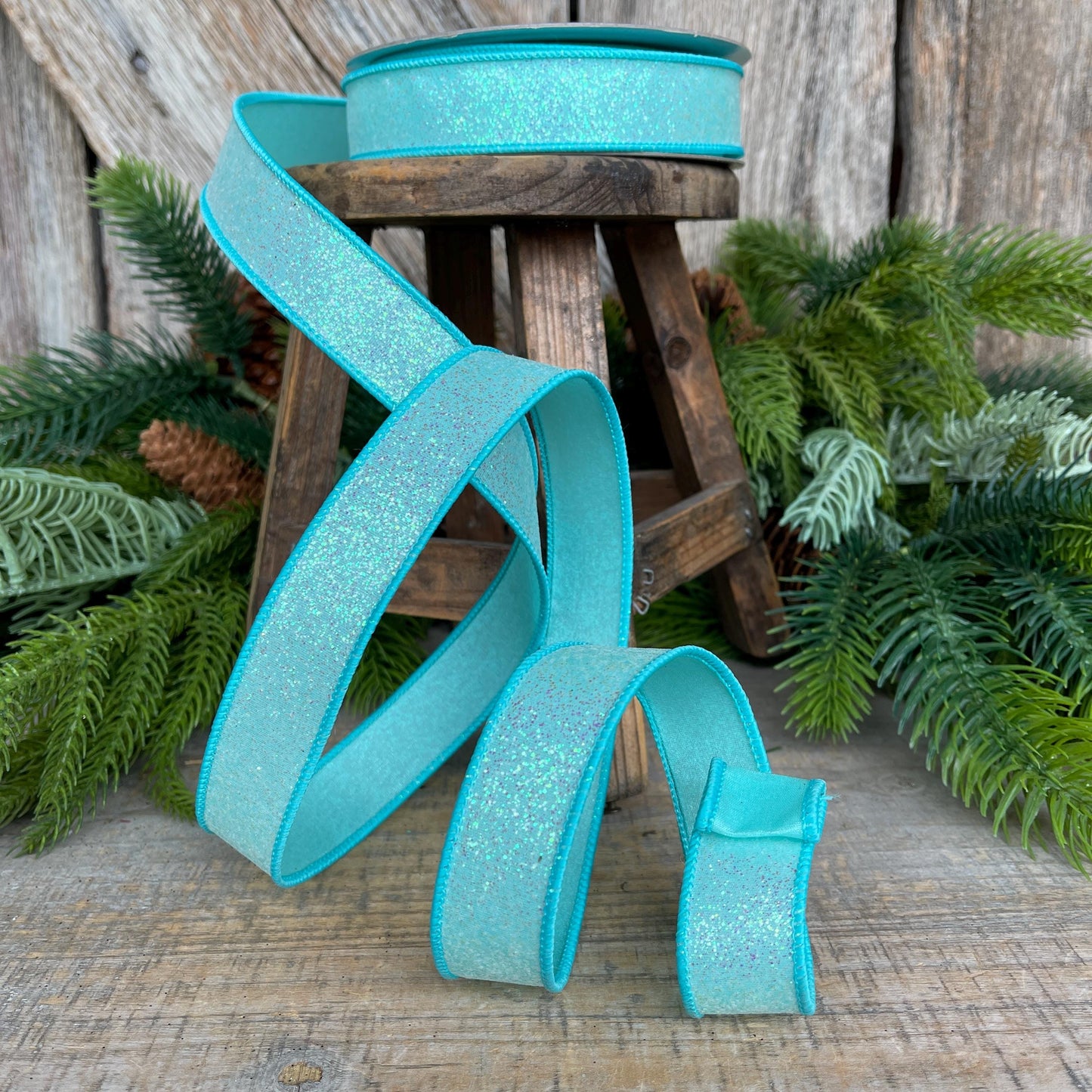 1" Light Blue Sugar Frost Ribbon, Farrisilk Ribbon, Blue Ribbon, Candy Theme Ribbon, Designer Ribbon, Teal Wired Ribbon, RS127-16