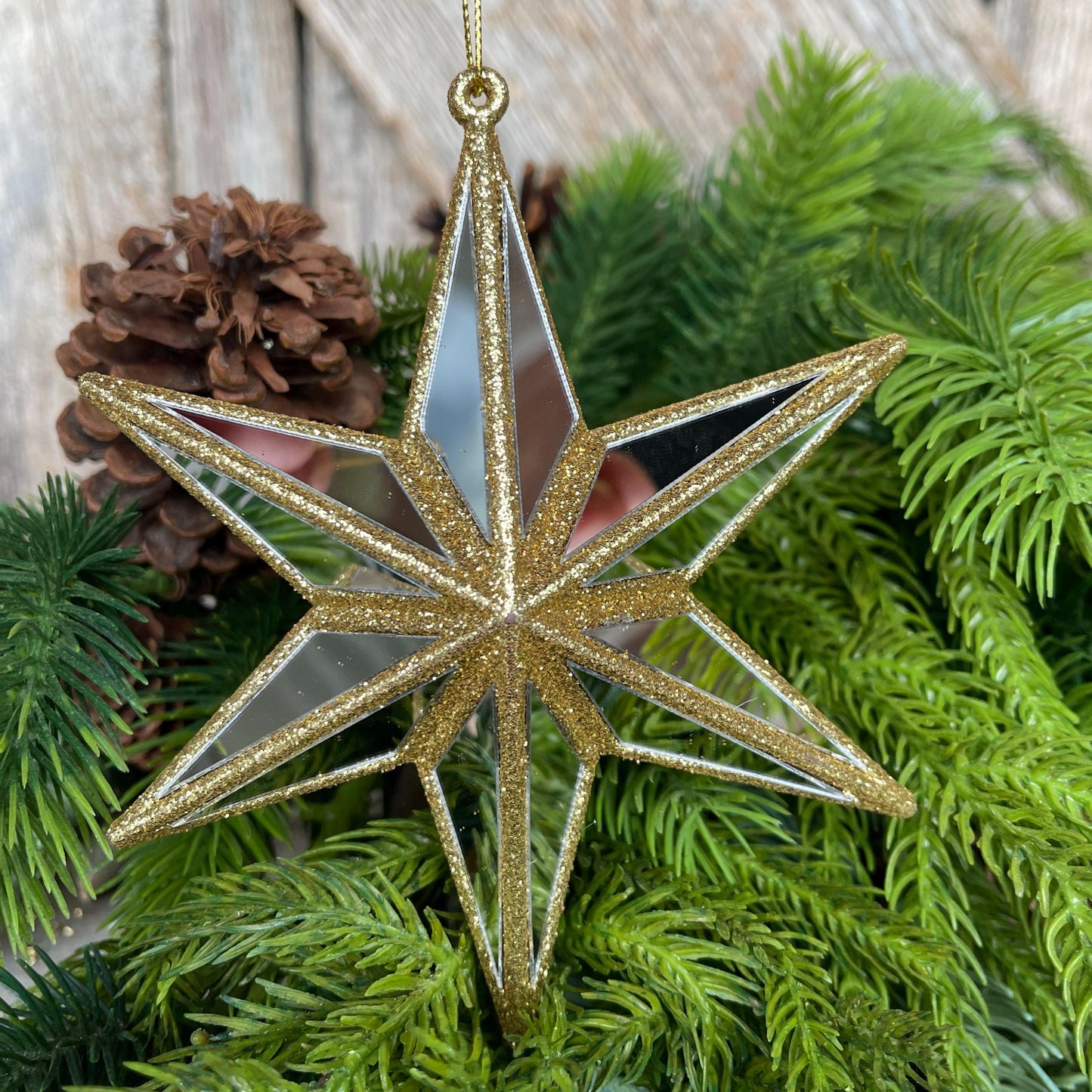 5" Gold Star Ornament, Mirror Star Ornament, Plastic Christmas Star Ornament, Christmas Ornament, Gold Star