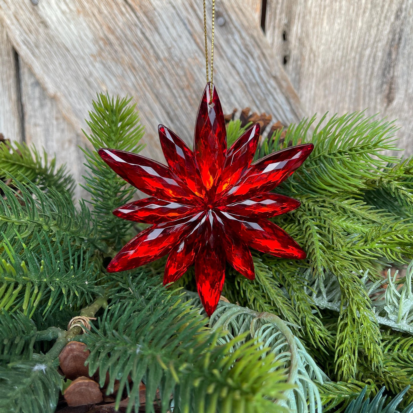 4" Red Jewel Poinsettia Ornament, Christmas Ornament, Red Jewel Ornament, Poinsettia Ornament
