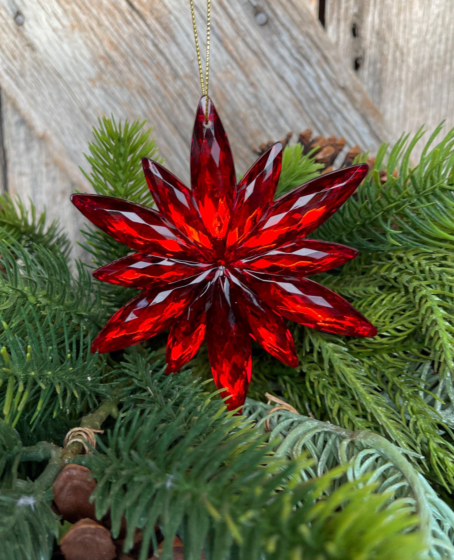 4" Red Jewel Poinsettia Ornament, Christmas Ornament, Red Jewel Ornament, Poinsettia Ornament