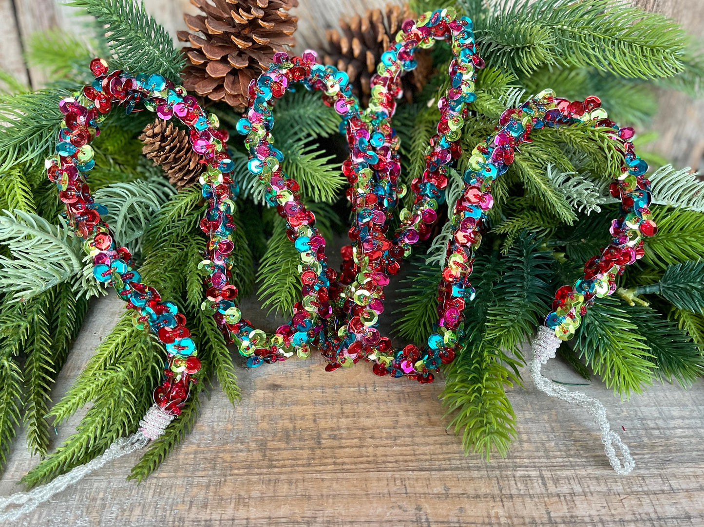 72" Retro Sequin Garland, Christmas Tree Garland, Colorful Sequin Garland, Colorful Christmas, Garland for Tree