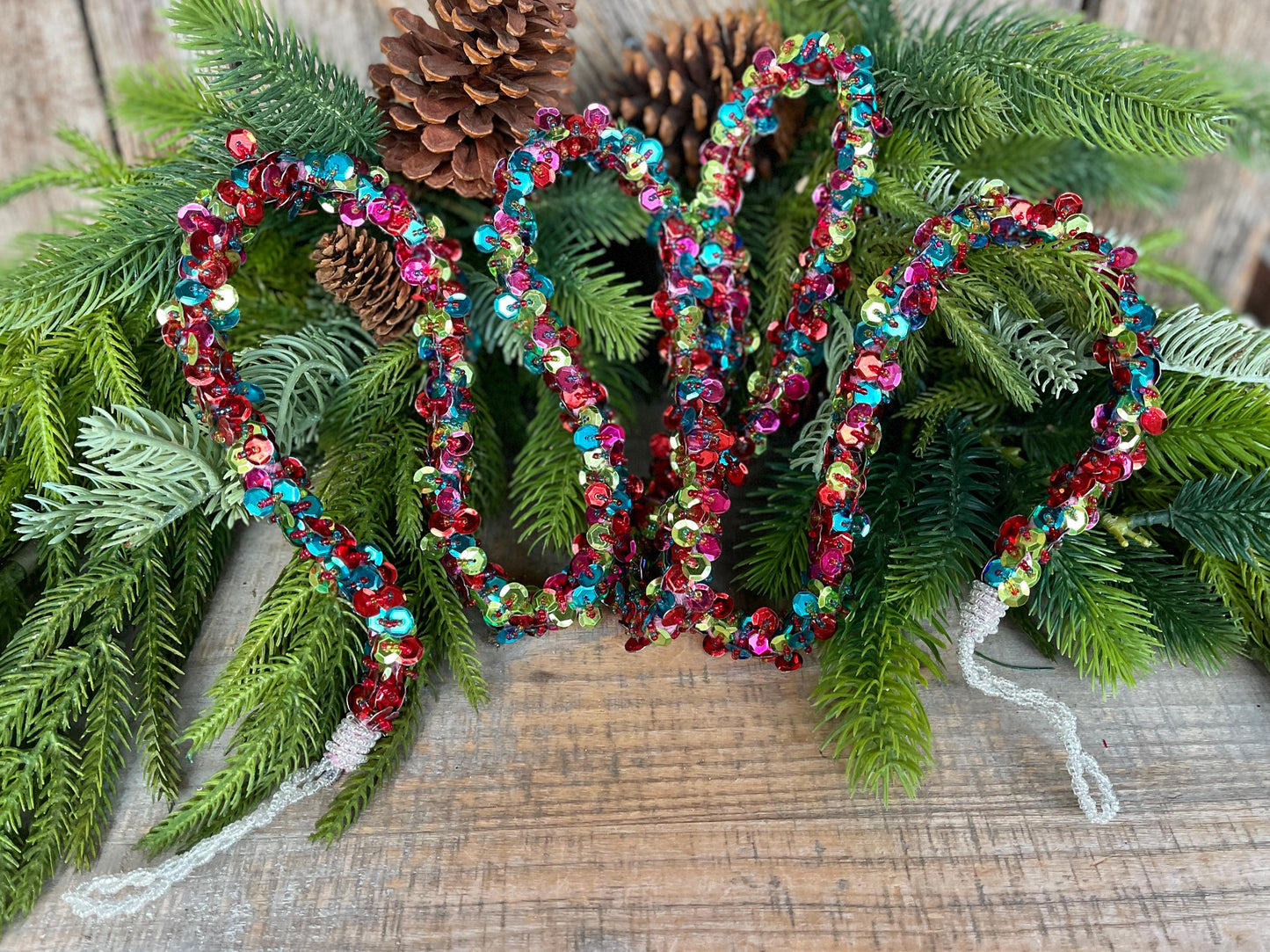 72" Retro Sequin Garland, Christmas Tree Garland, Colorful Sequin Garland, Colorful Christmas, Garland for Tree