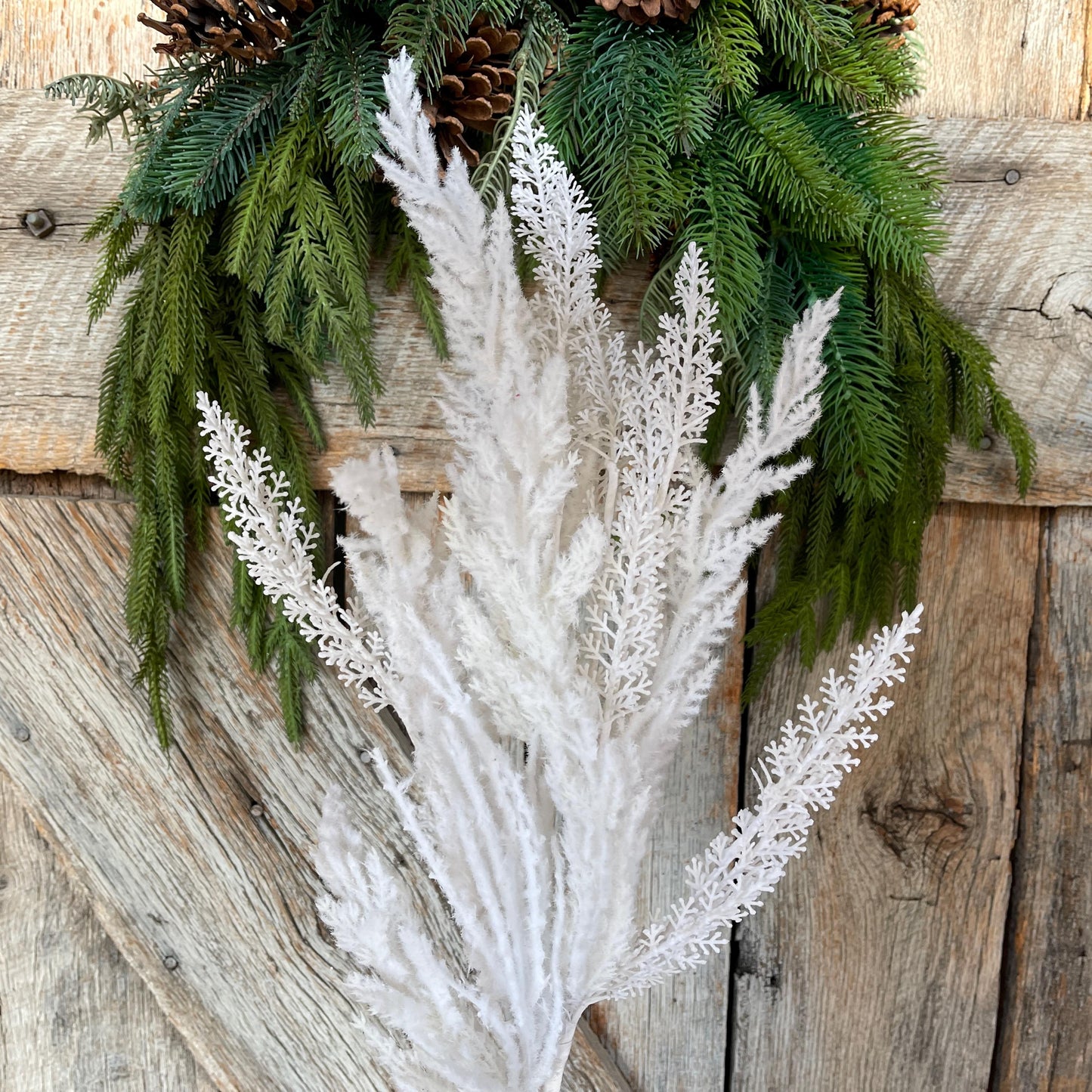 29" White Christmas Bush, White Pampas Spray, White Filler Bush, Filler Bush, White Greenery Bush, 40369
