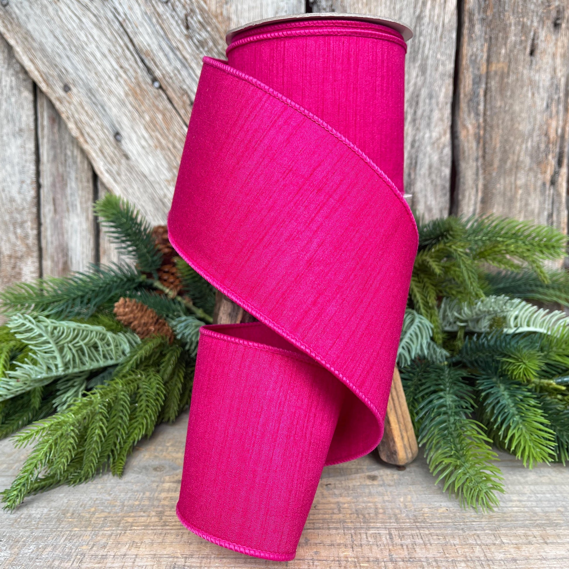 4” Hot Pink Ribbon, Farrisilk ribbon, Christmas Ribbon