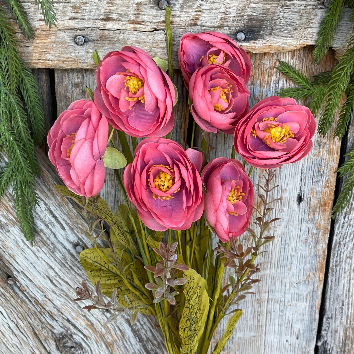 20" Mauve Ranunculus Bush, Fall Floral Bush, Fall Ranunculus Bush