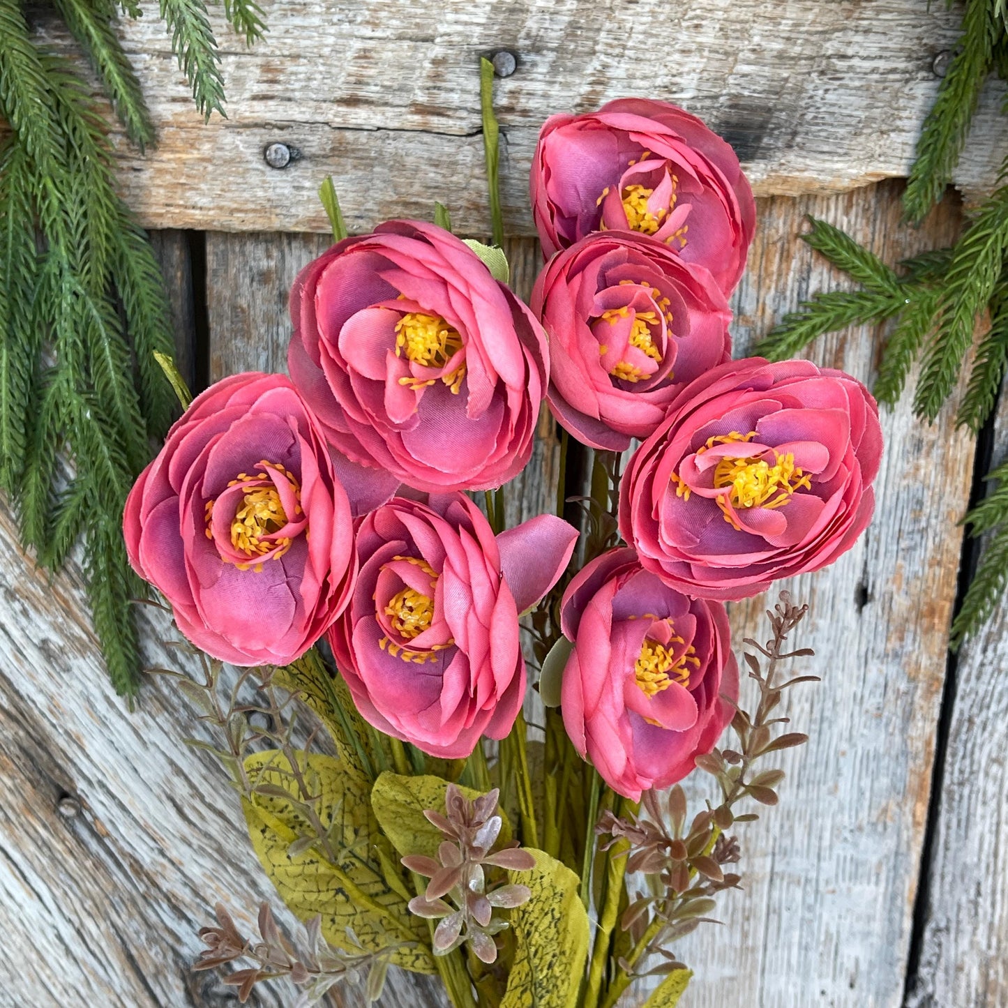 20" Mauve Ranunculus Bush, Fall Floral Bush, Fall Ranunculus Bush